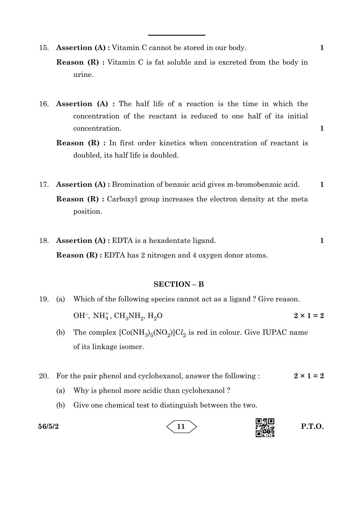 CBSE Class 12 56-5-2 Chemistry 2023 Question Paper - Page 11