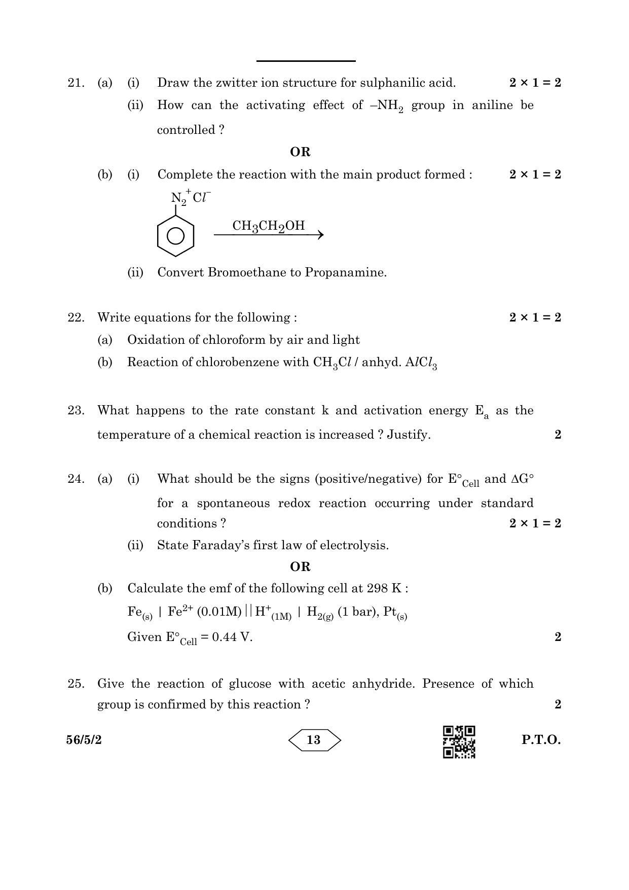 CBSE Class 12 56-5-2 Chemistry 2023 Question Paper - Page 13