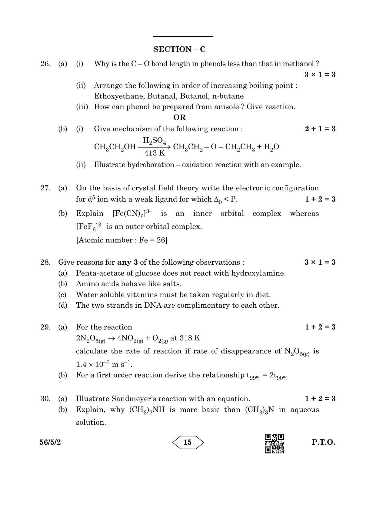 CBSE Class 12 56-5-2 Chemistry 2023 Question Paper - Page 15