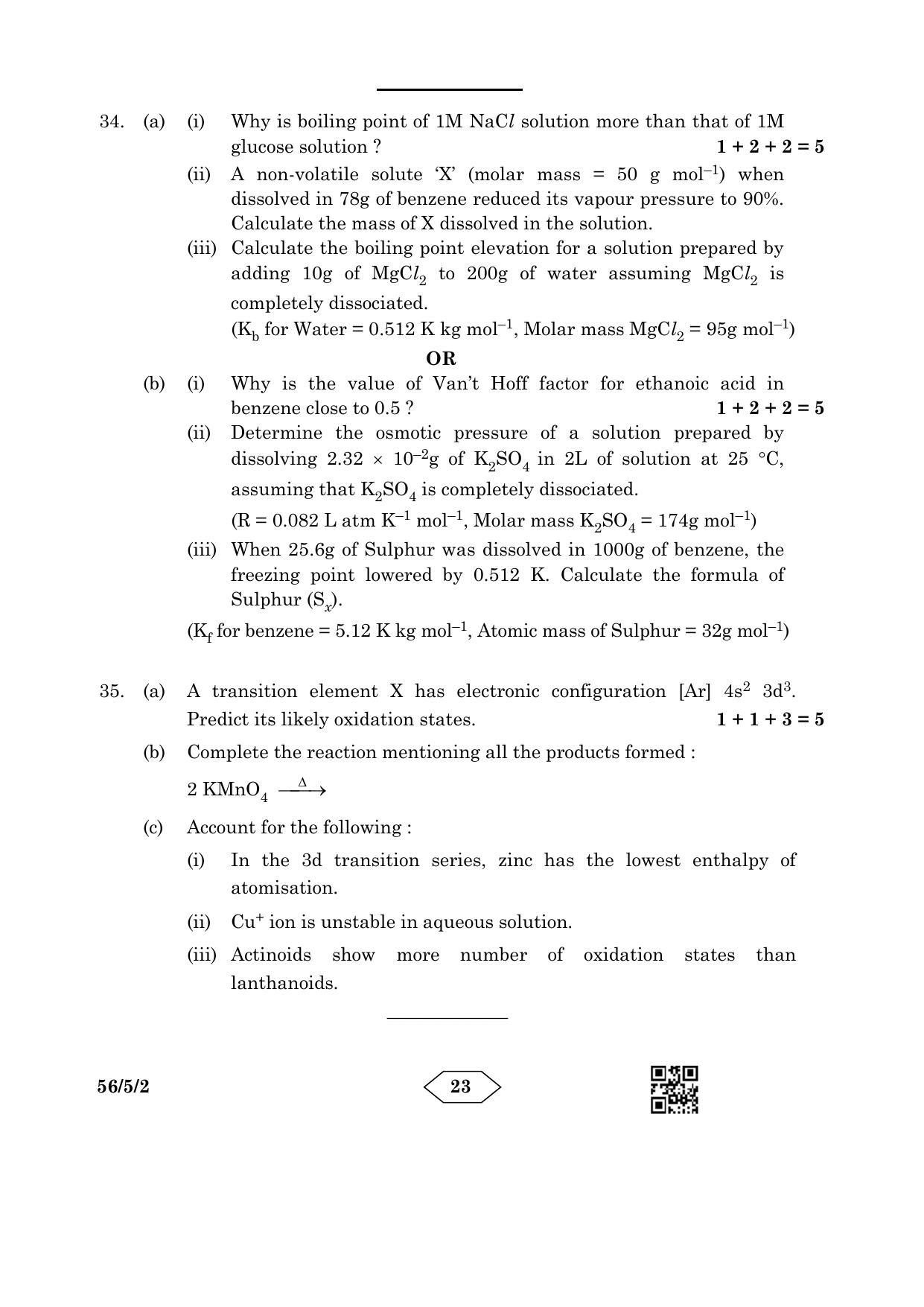 CBSE Class 12 56-5-2 Chemistry 2023 Question Paper - Page 23