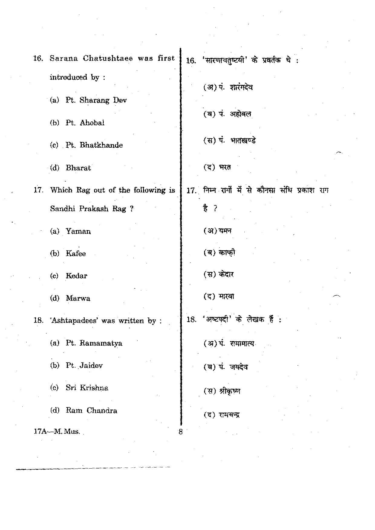 URATPG M.Mus 2012 Question Paper - Page 8