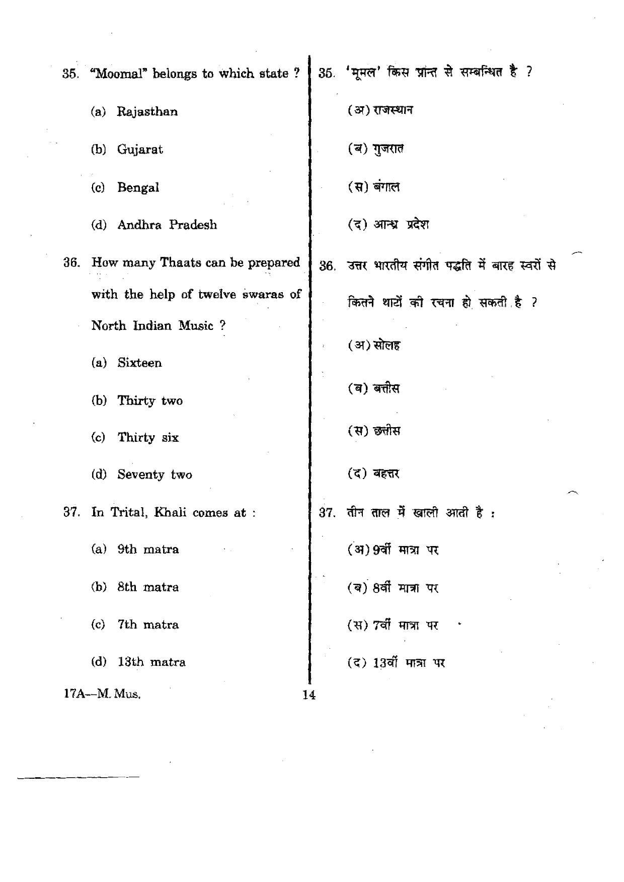 URATPG M.Mus 2012 Question Paper - Page 14
