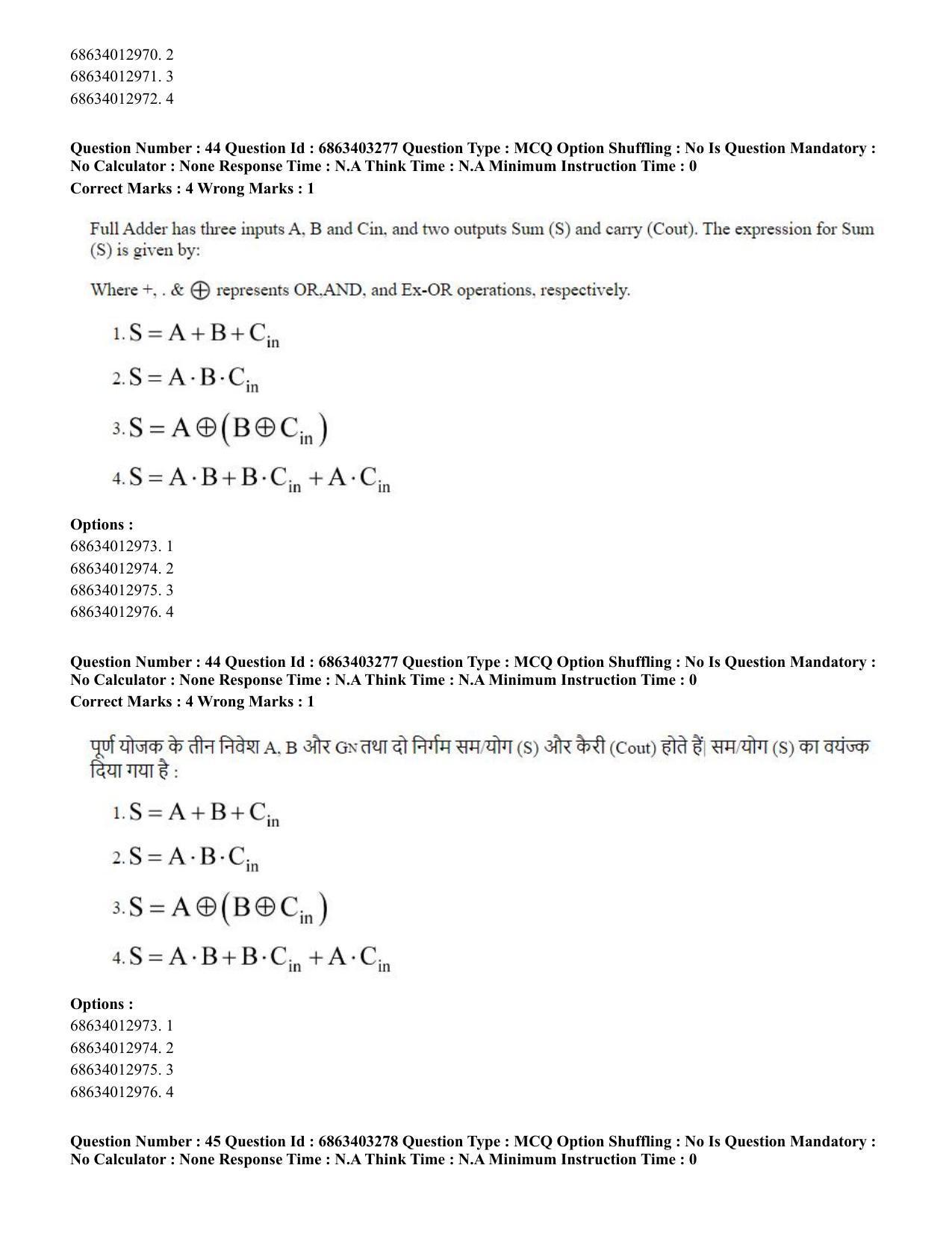 CUET PG 2023: MTQP09 – Nanoelectronics/Material Science (Hindi) - Shift 2 (5-06-2023) Question Paper - Page 47