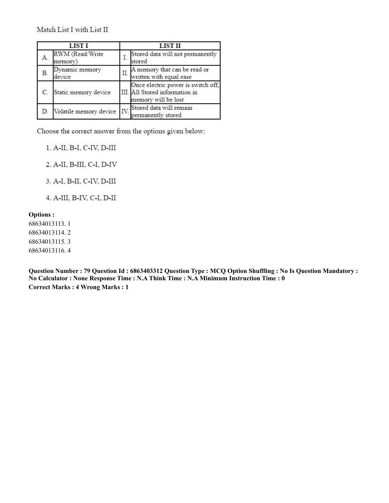 CUET PG 2023: MTQP09 – Nanoelectronics/Material Science (Hindi) - Shift 2 (5-06-2023) Question Paper - Page 82