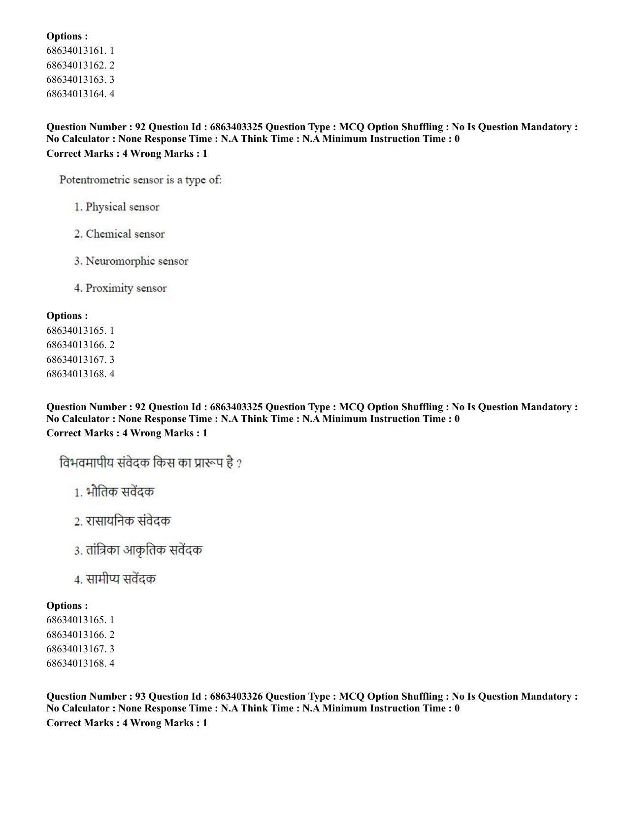 CUET PG 2023: MTQP09 – Nanoelectronics/Material Science (Hindi) - Shift 2 (5-06-2023) Question Paper - Page 95