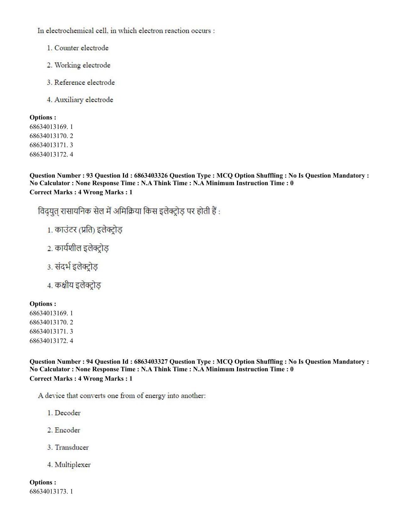 CUET PG 2023: MTQP09 – Nanoelectronics/Material Science (Hindi) - Shift 2 (5-06-2023) Question Paper - Page 96