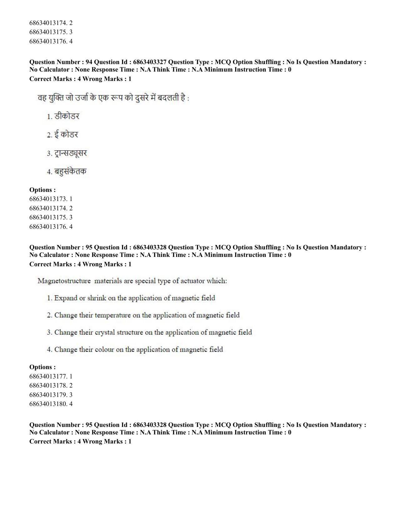 CUET PG 2023: MTQP09 – Nanoelectronics/Material Science (Hindi) - Shift 2 (5-06-2023) Question Paper - Page 97