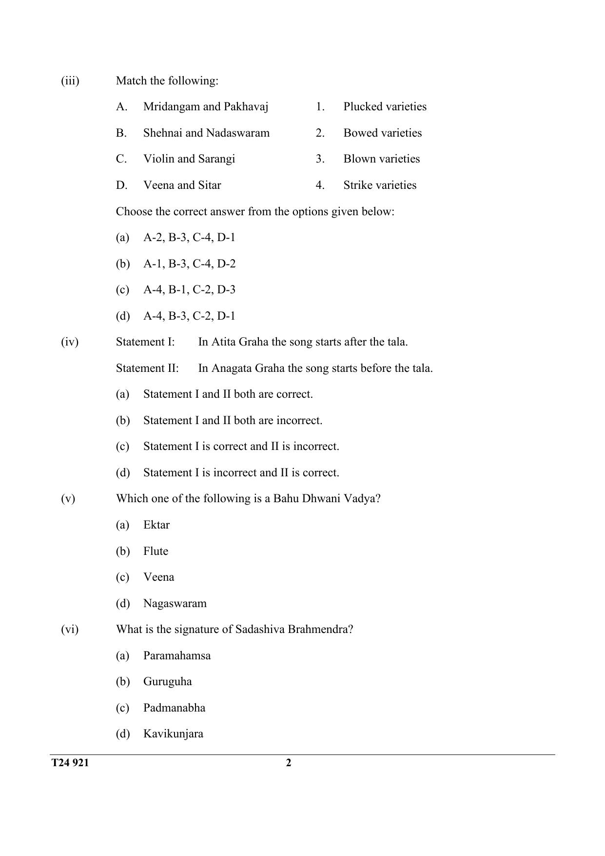 ICSE Class 10 Carnatic Music 2024 Question Paper - Page 2