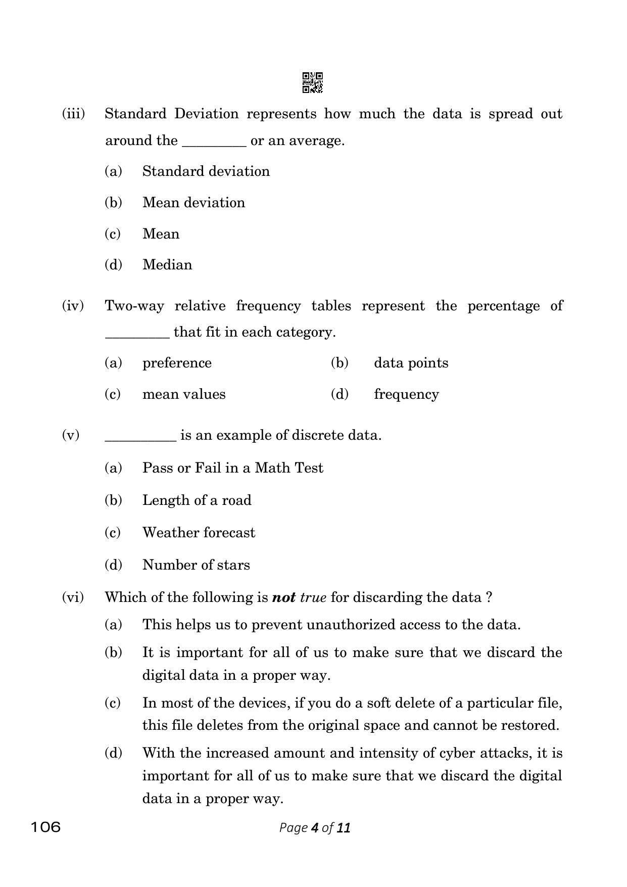 CBSE Class 10 106_Data Science 2023 Question Paper - Page 4