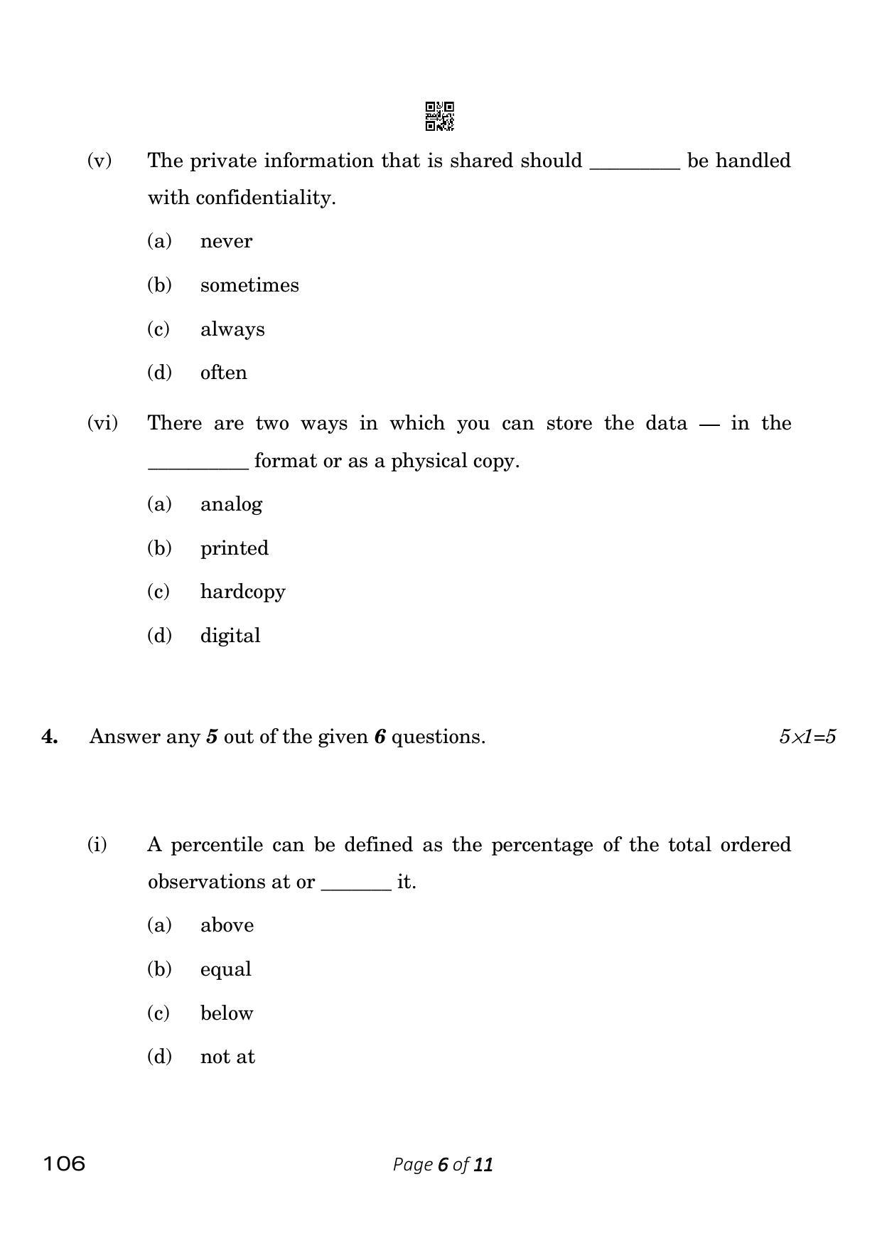 CBSE Class 10 106_Data Science 2023 Question Paper - Page 6