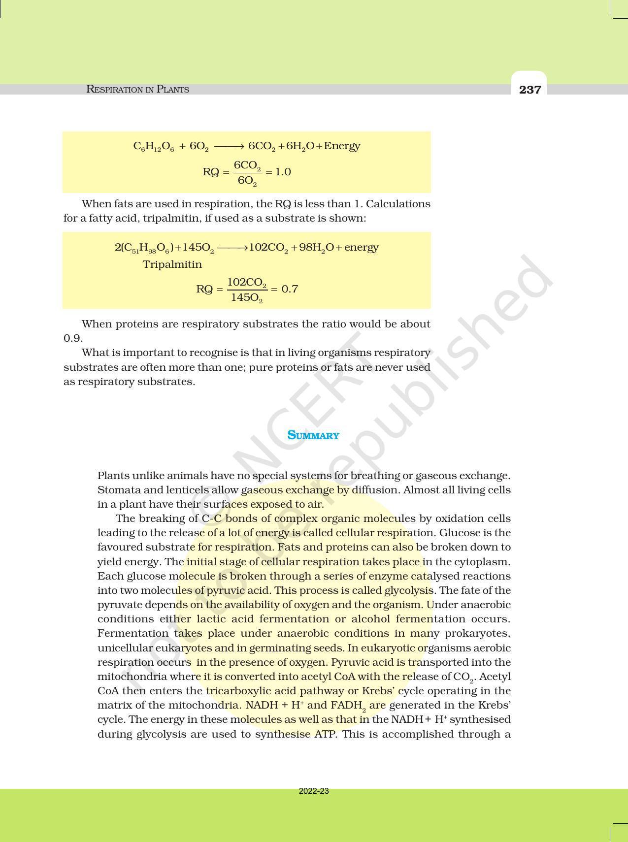 NCERT Book for Class 11 Biology Chapter 14 Respiration in Plants - Page 12