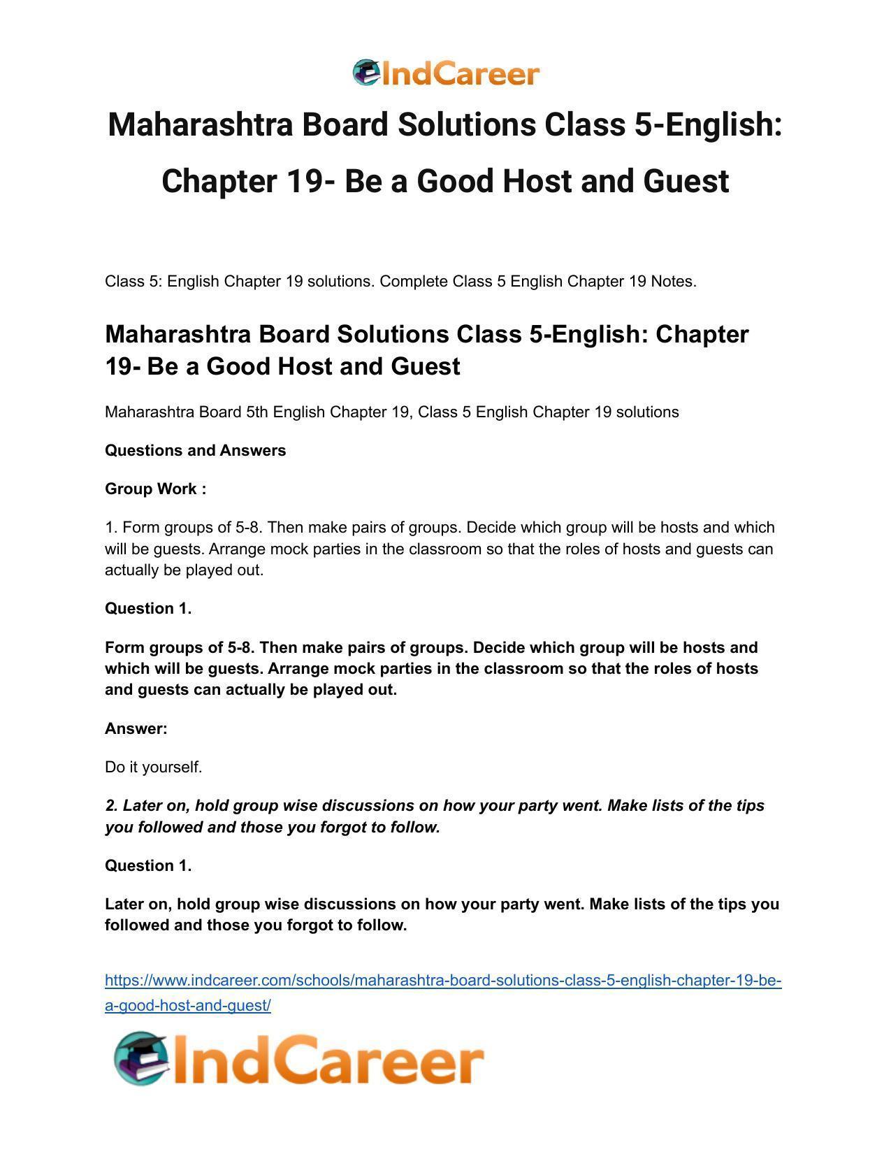 Maharashtra Board Solutions Class 5-English: Chapter 19- Be a Good Host and Guest - Page 2