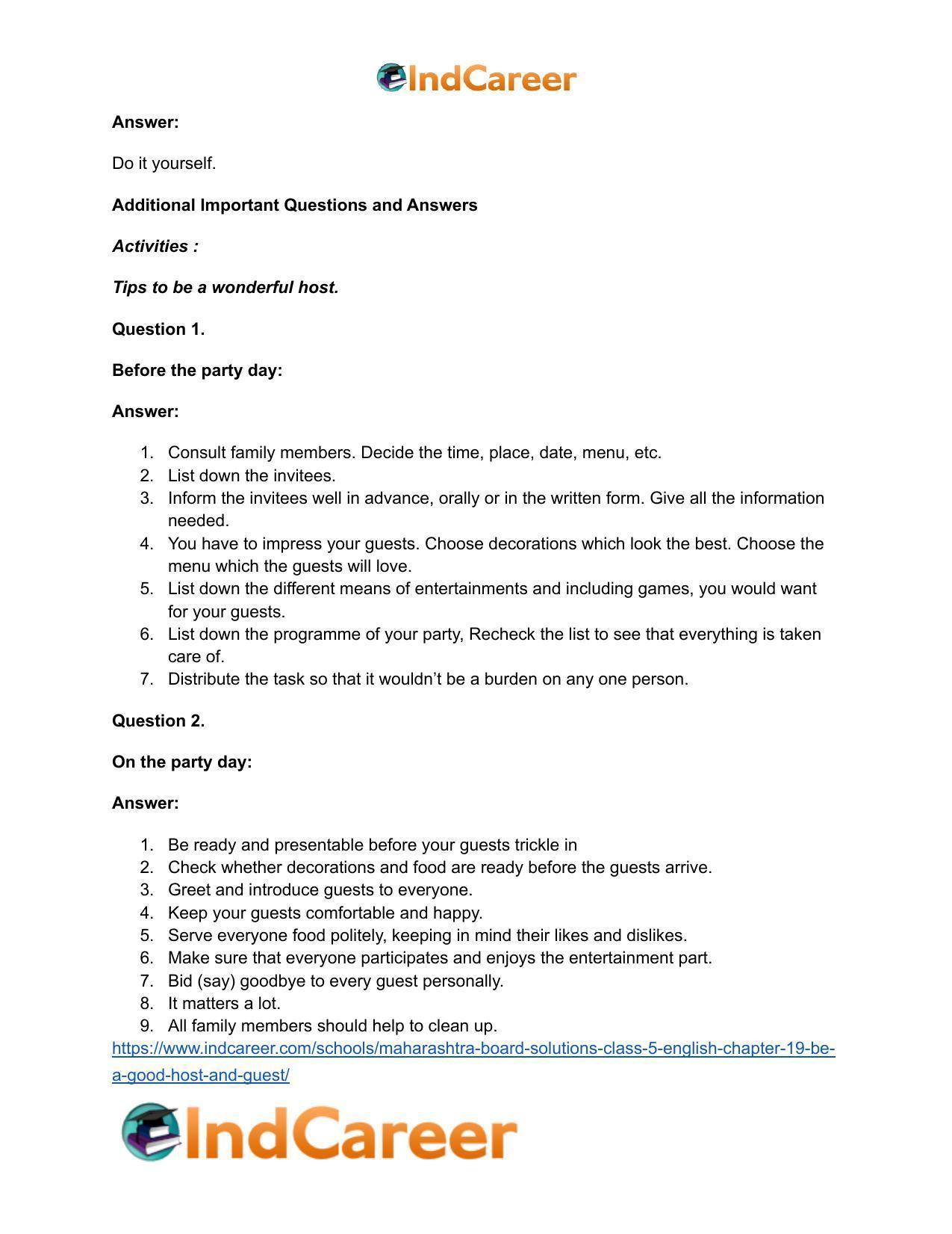 Maharashtra Board Solutions Class 5-English: Chapter 19- Be a Good Host and Guest - Page 3