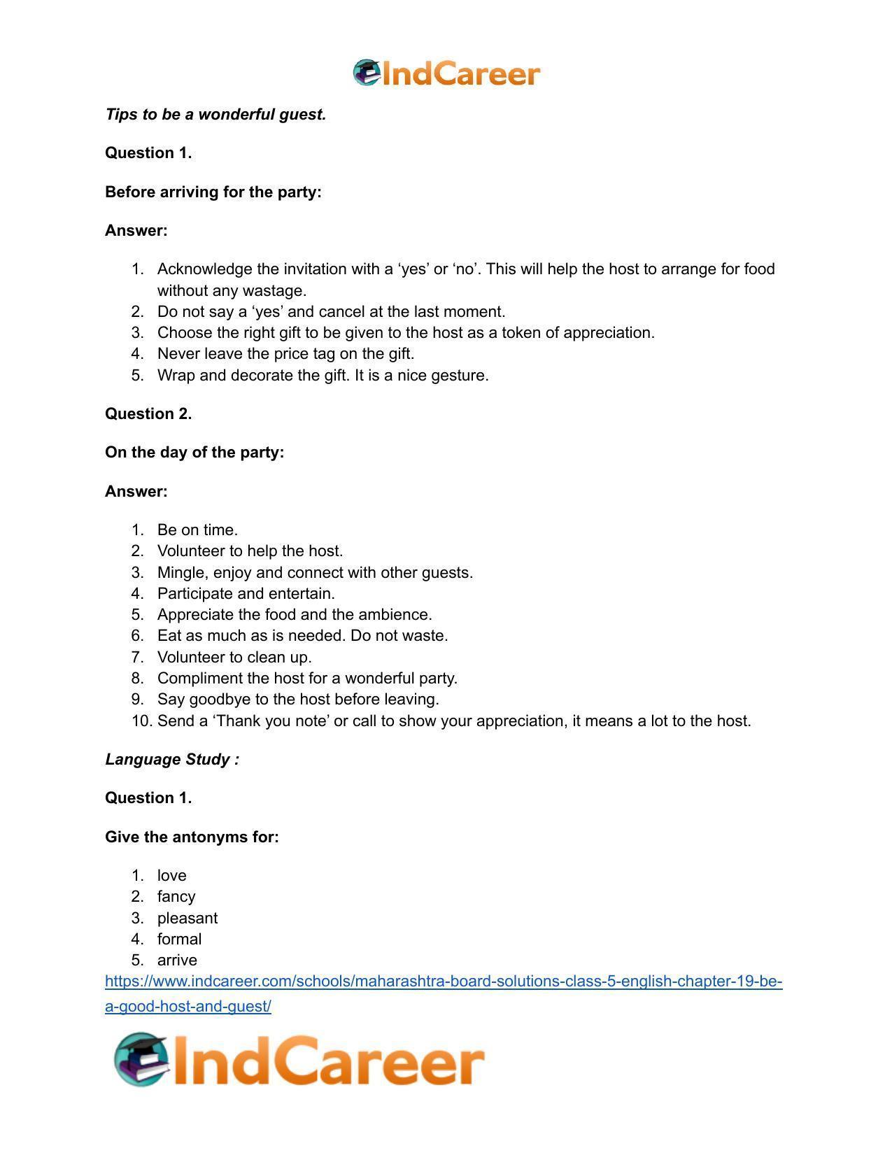 Maharashtra Board Solutions Class 5-English: Chapter 19- Be a Good Host and Guest - Page 4