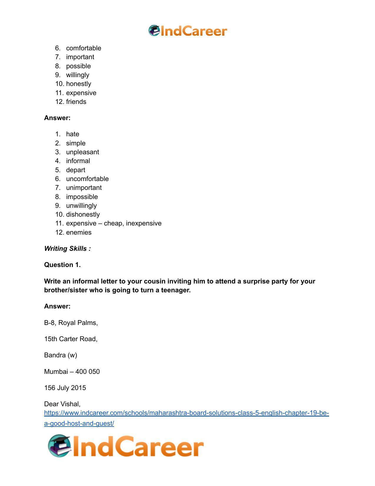 Maharashtra Board Solutions Class 5-English: Chapter 19- Be a Good Host and Guest - Page 5
