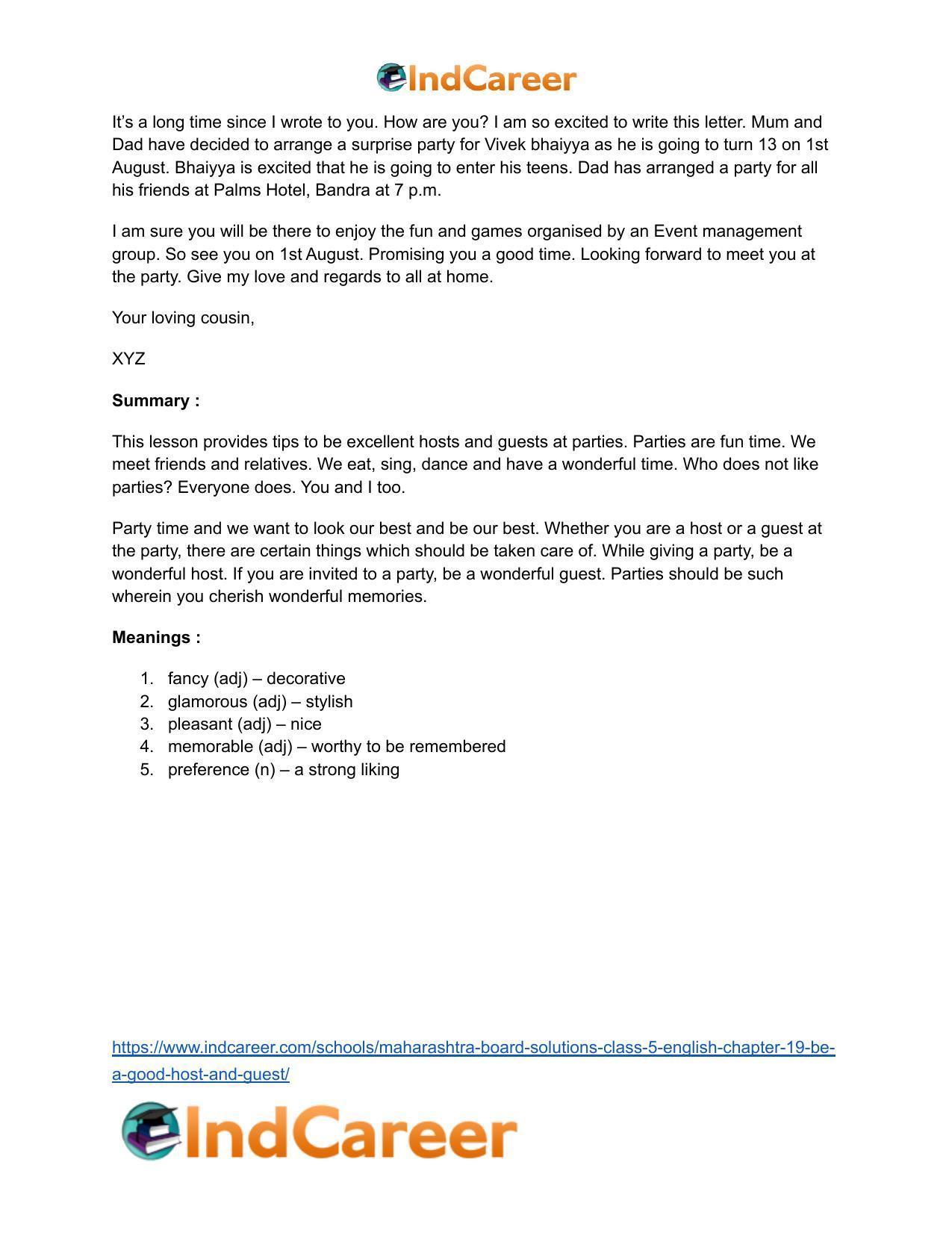 Maharashtra Board Solutions Class 5-English: Chapter 19- Be a Good Host and Guest - Page 6