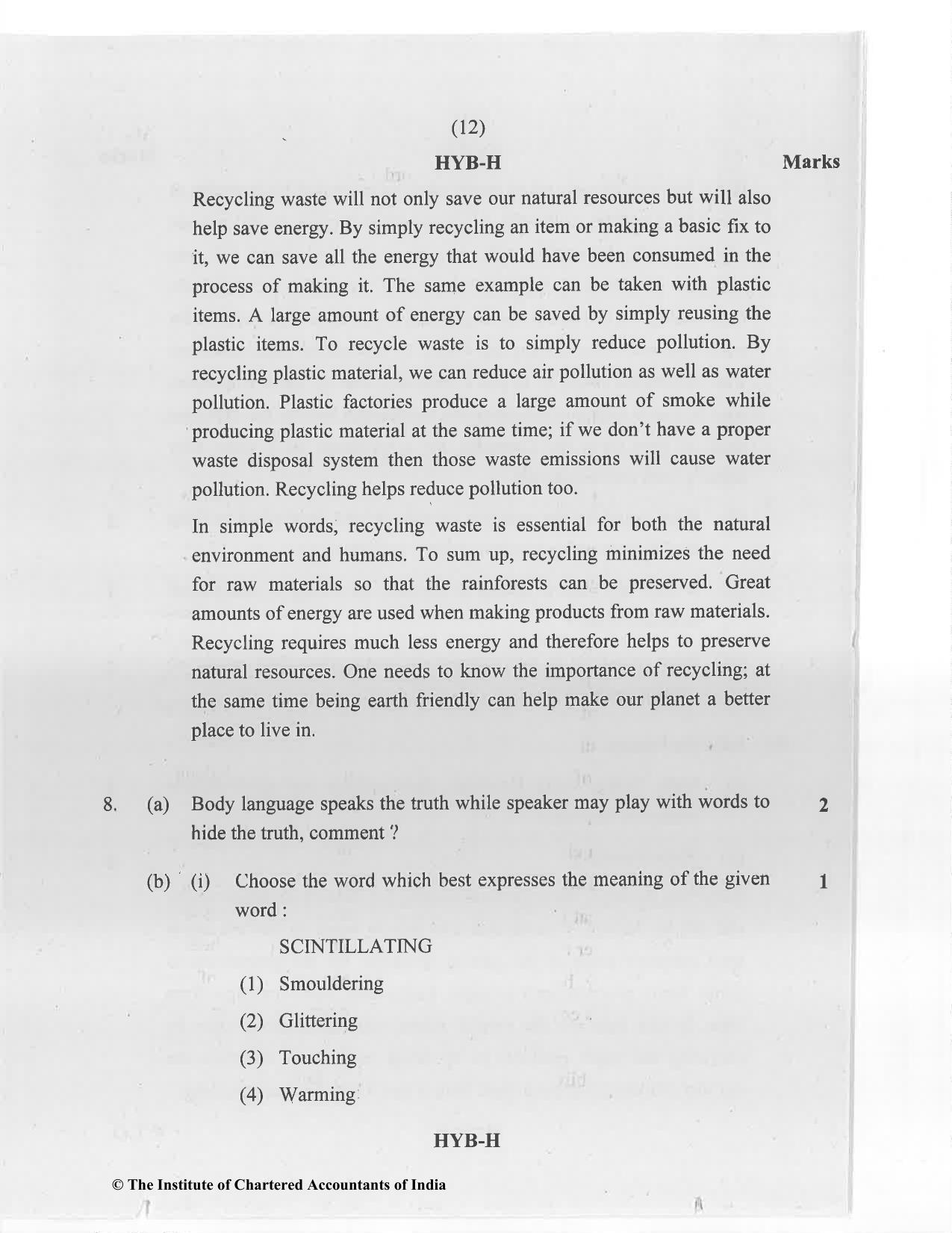 CA Foundation May 2020 Question Paper - Paper 2 (Business Laws and Business Correspondence and Reporting) - Page 12