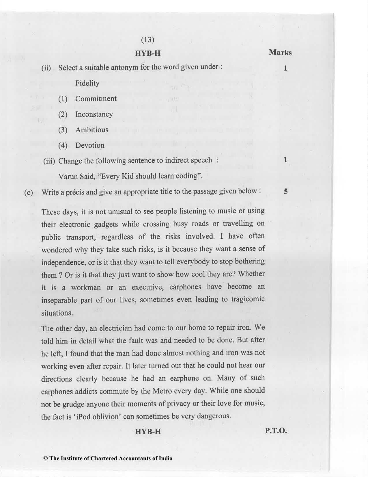 CA Foundation May 2020 Question Paper - Paper 2 (Business Laws and Business Correspondence and Reporting) - Page 13