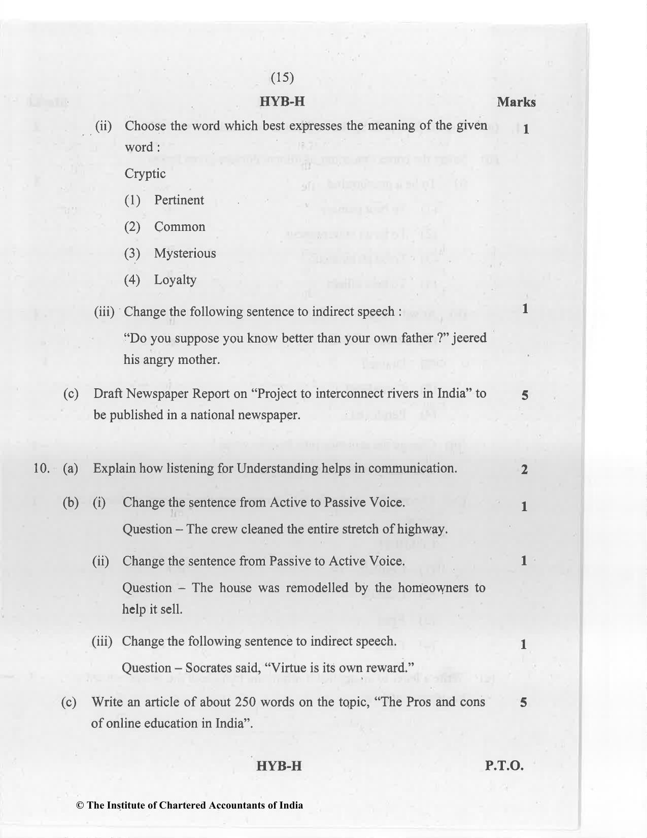 CA Foundation May 2020 Question Paper - Paper 2 (Business Laws and Business Correspondence and Reporting) - Page 15