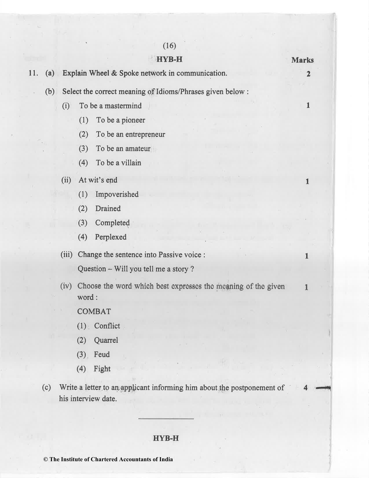 CA Foundation May 2020 Question Paper - Paper 2 (Business Laws and Business Correspondence and Reporting) - Page 16