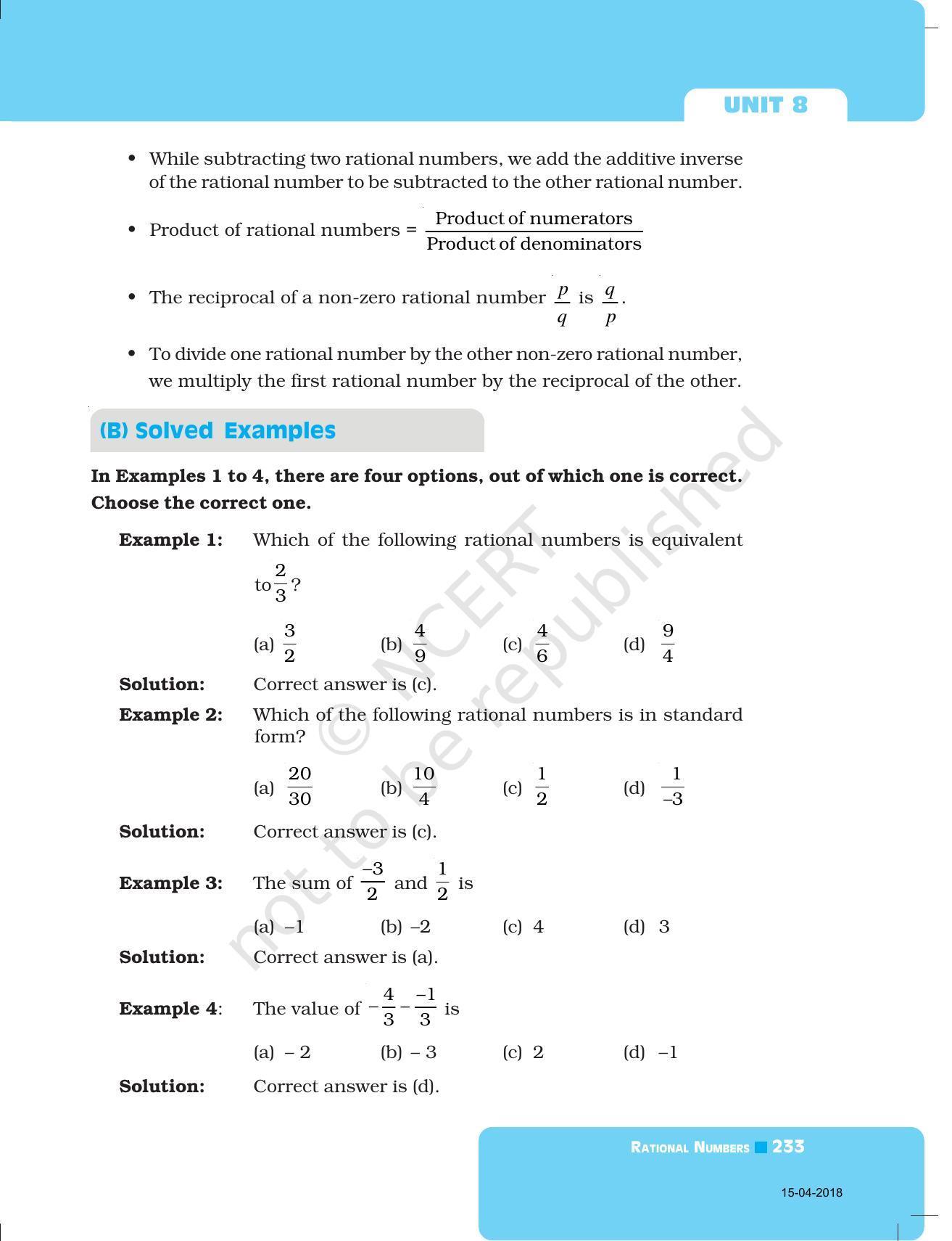 NCERT Exemplar Book for Class 7 Maths: Chapter 8- Rational Numbers - Page 2