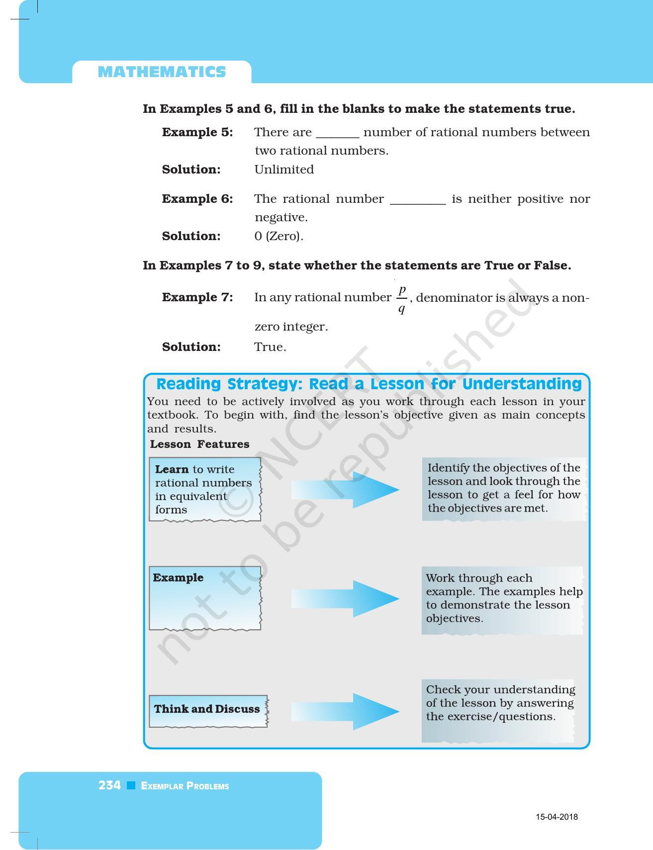 NCERT Exemplar Book for Class 7 Maths: Chapter 8- Rational Numbers - Page 3