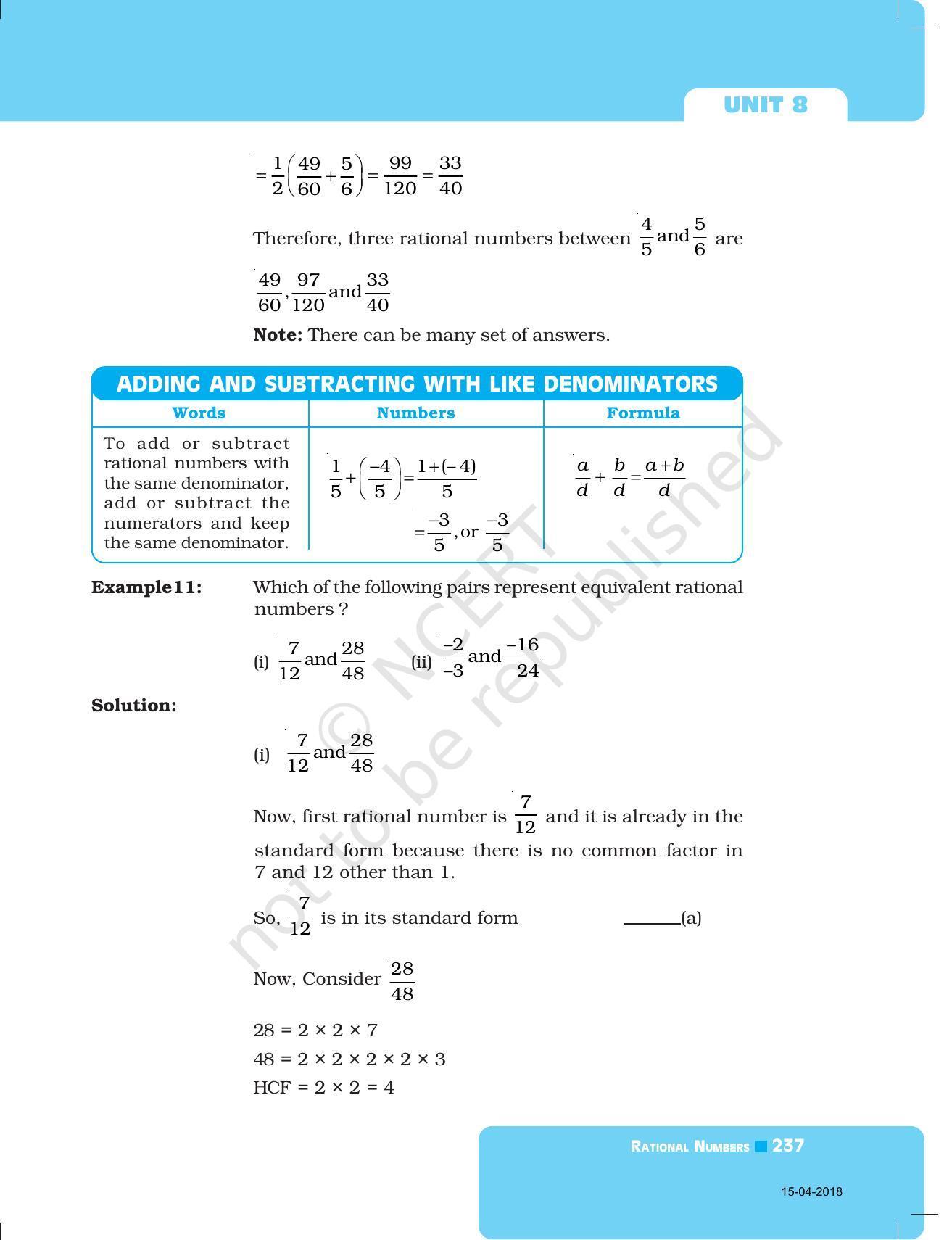 NCERT Exemplar Book for Class 7 Maths: Chapter 8- Rational Numbers - Page 6