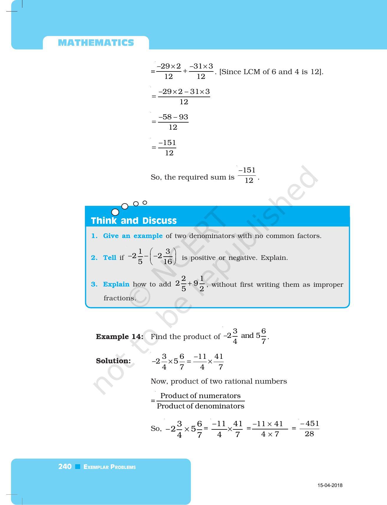NCERT Exemplar Book for Class 7 Maths: Chapter 8- Rational Numbers - Page 9