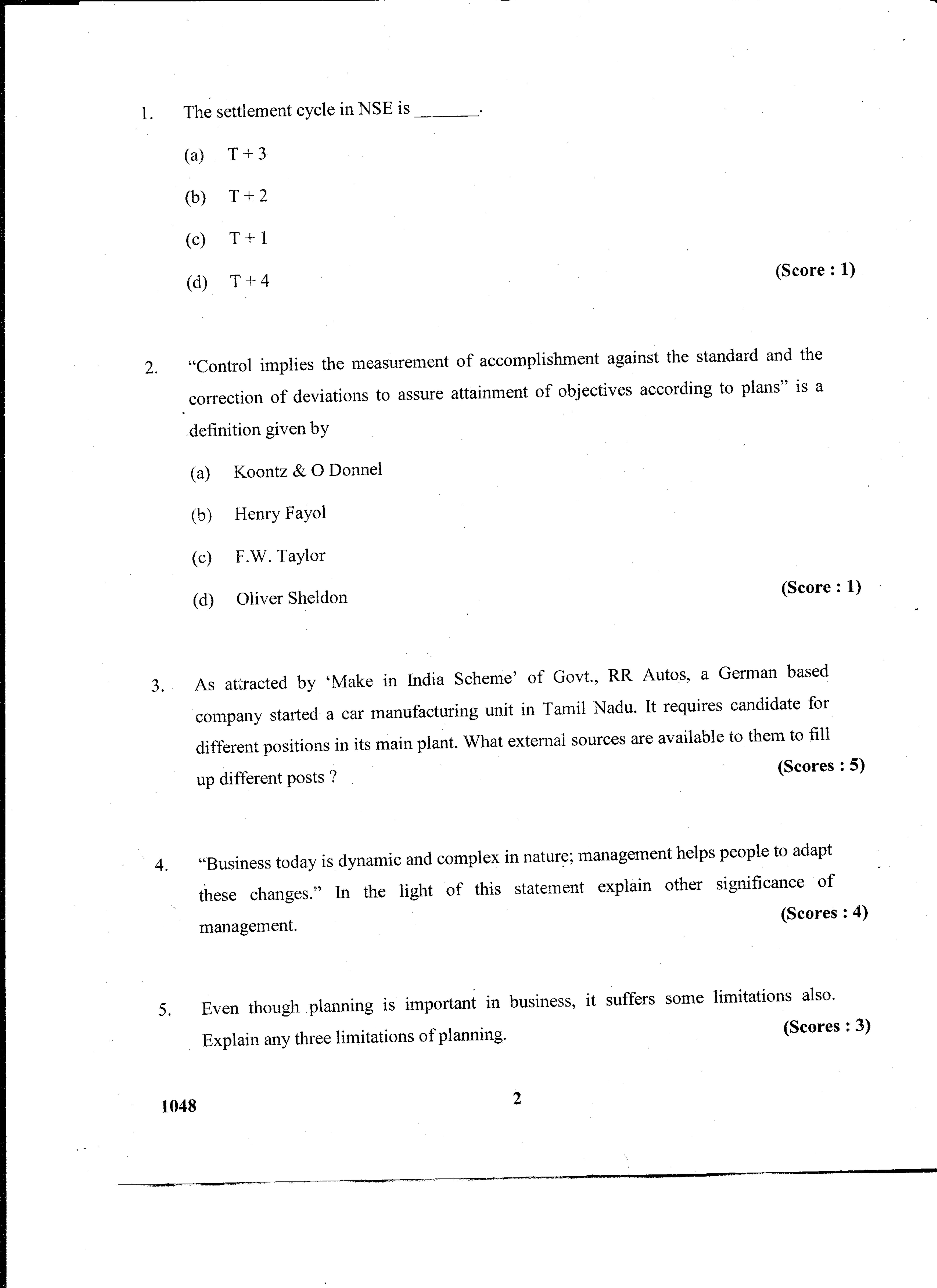 Kerala Plus Two 2016 Business Studies Question Paper - Page 2