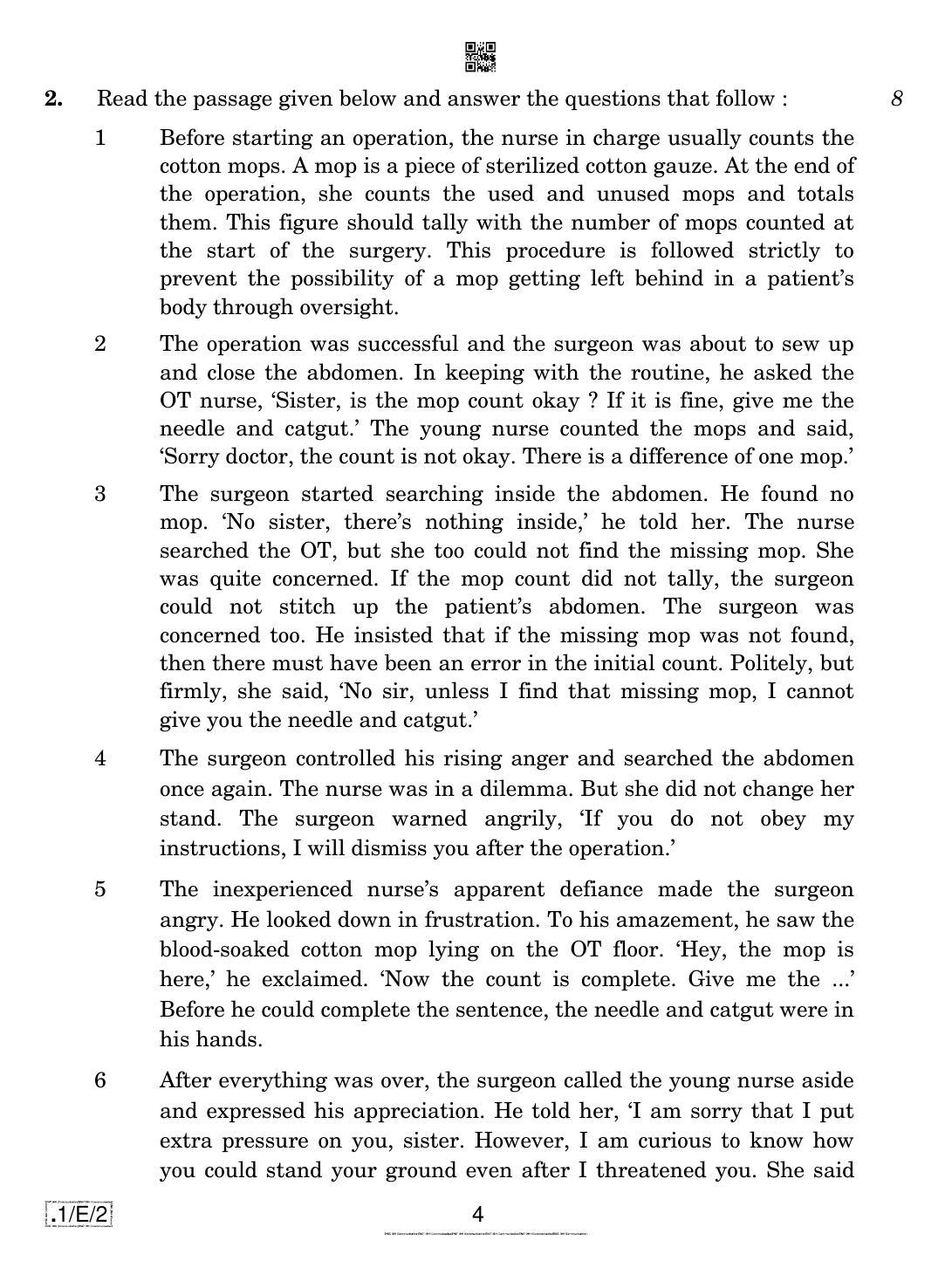 CBSE Class 10 1-C-2 English Communicative 2020 Compartment Question Paper - Page 4