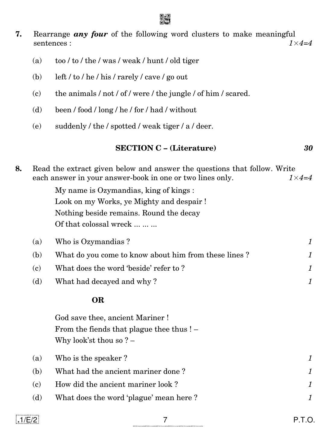 CBSE Class 10 1-C-2 English Communicative 2020 Compartment Question Paper - Page 7