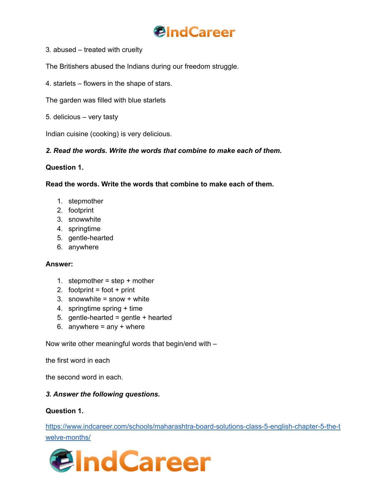 Maharashtra Board Solutions Class 5-English: Chapter 5- The Twelve Months - Page 3