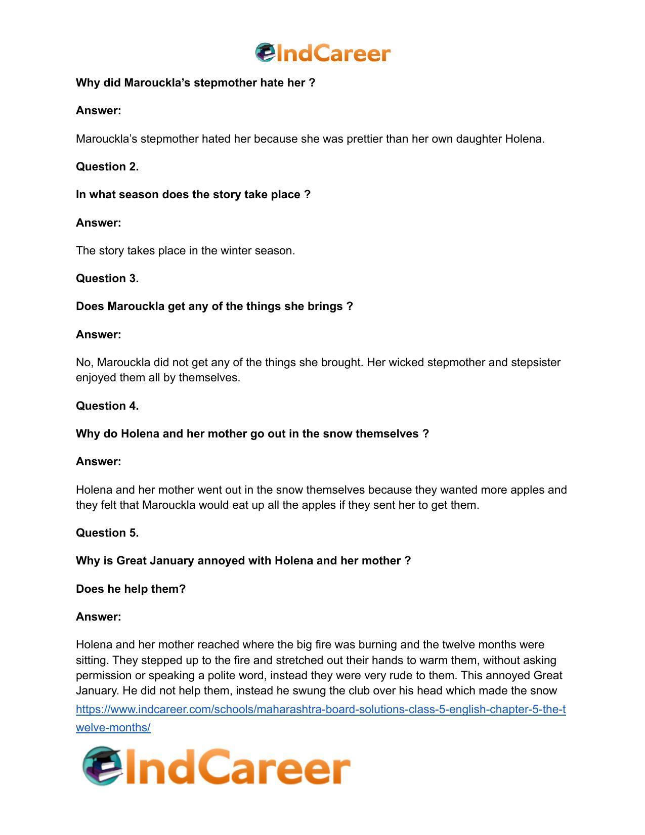 Maharashtra Board Solutions Class 5-English: Chapter 5- The Twelve Months - Page 4