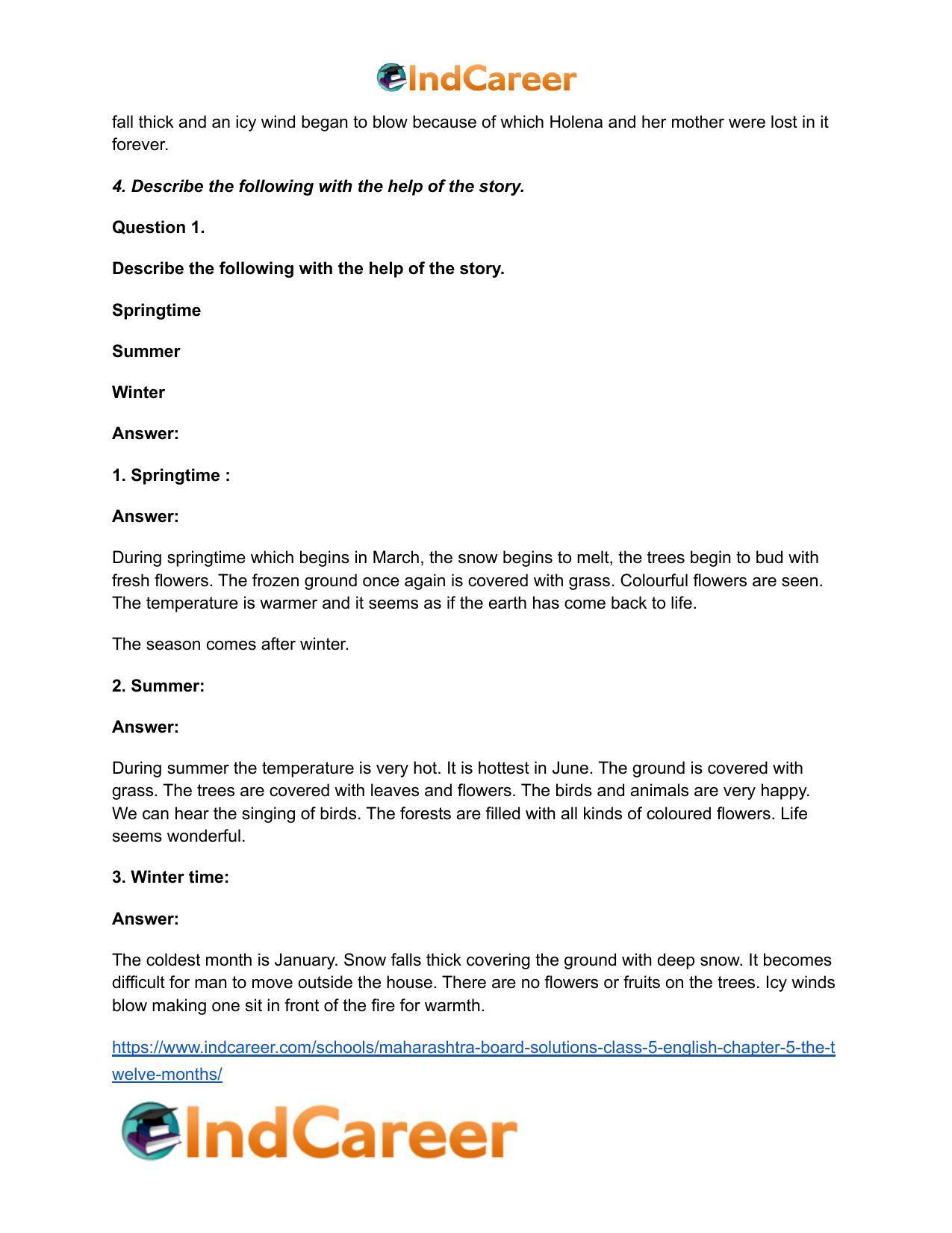 Maharashtra Board Solutions Class 5-English: Chapter 5- The Twelve Months - Page 5