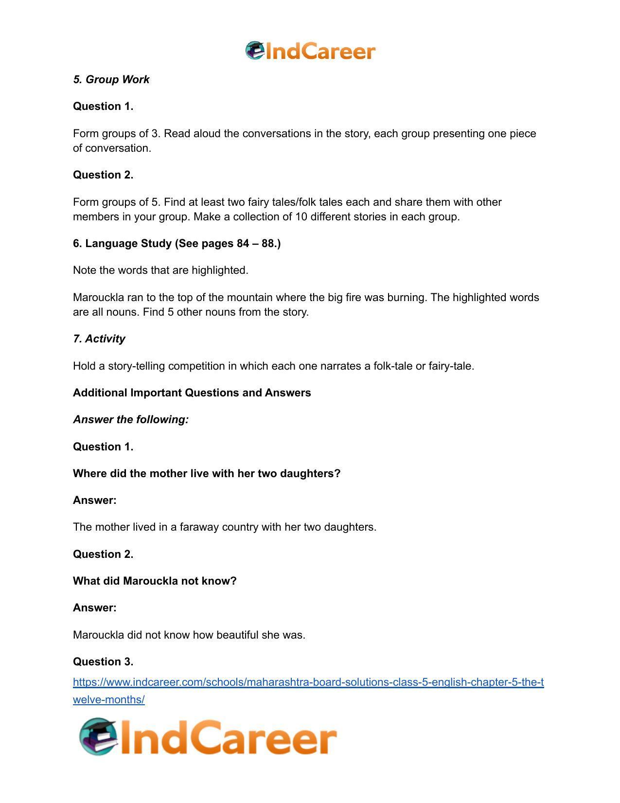 Maharashtra Board Solutions Class 5-English: Chapter 5- The Twelve Months - Page 6