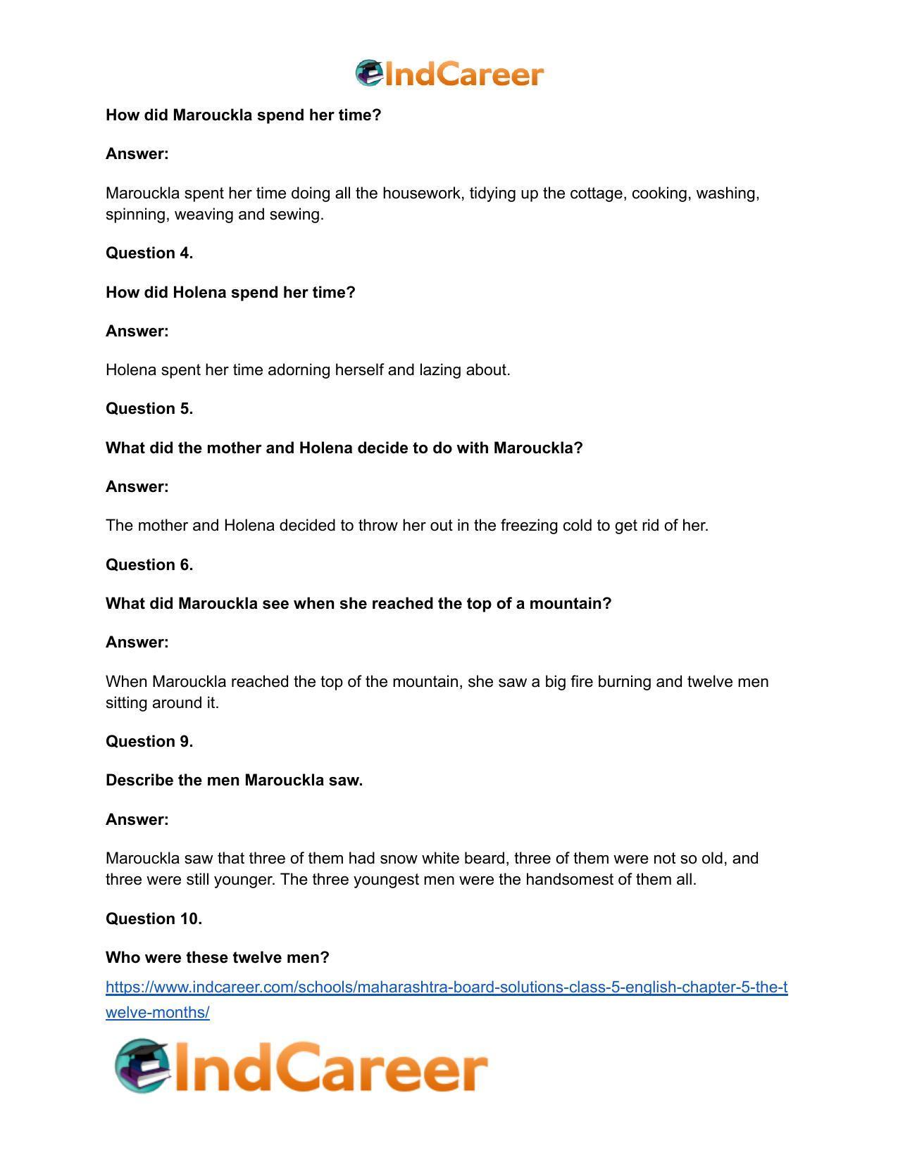 Maharashtra Board Solutions Class 5-English: Chapter 5- The Twelve Months - Page 7