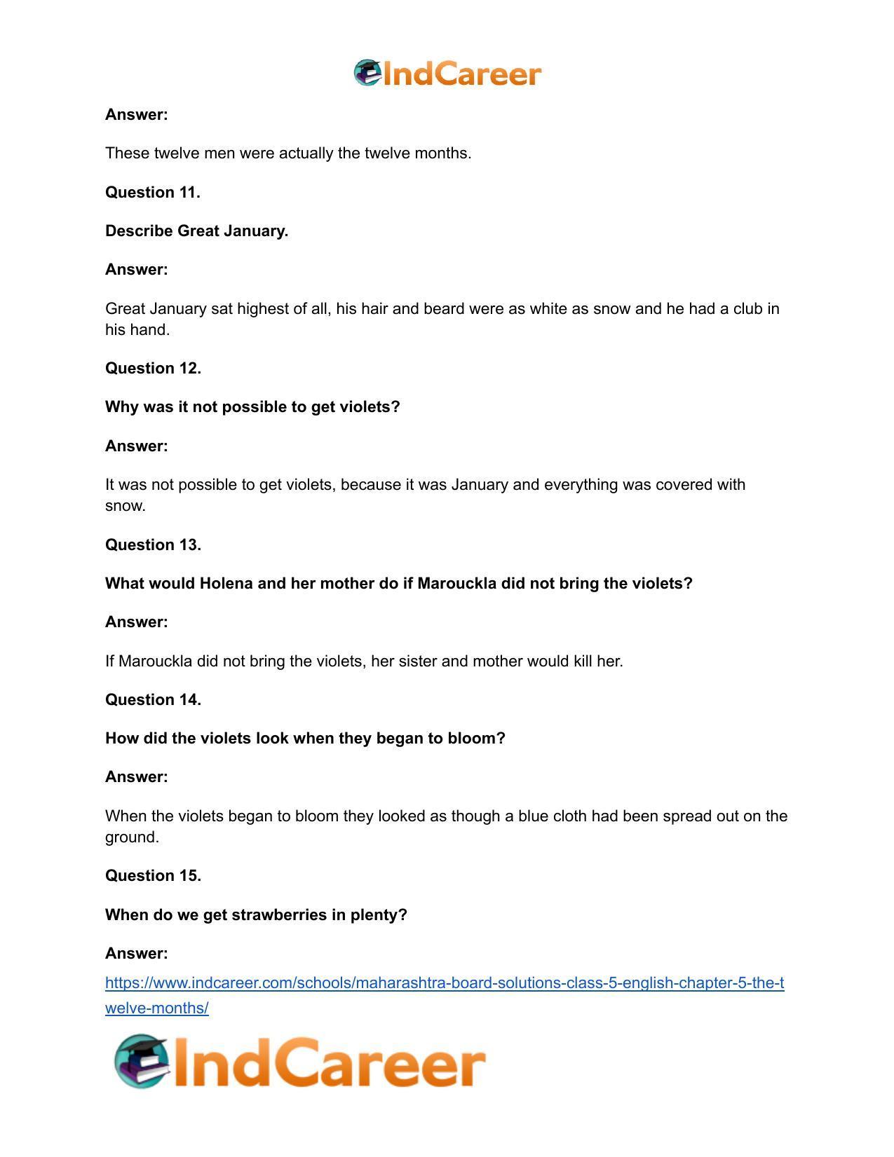 Maharashtra Board Solutions Class 5-English: Chapter 5- The Twelve Months - Page 8