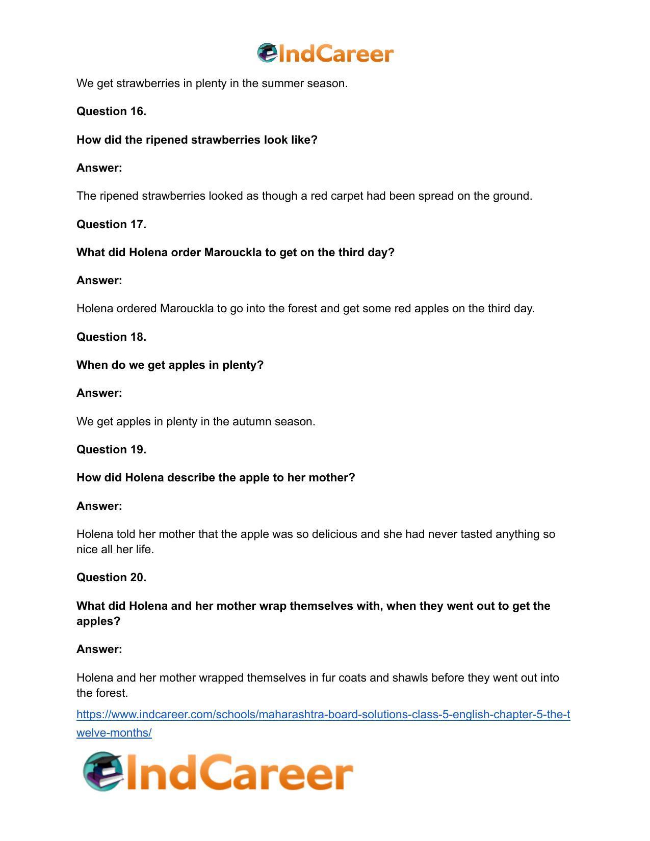 Maharashtra Board Solutions Class 5-English: Chapter 5- The Twelve Months - Page 9