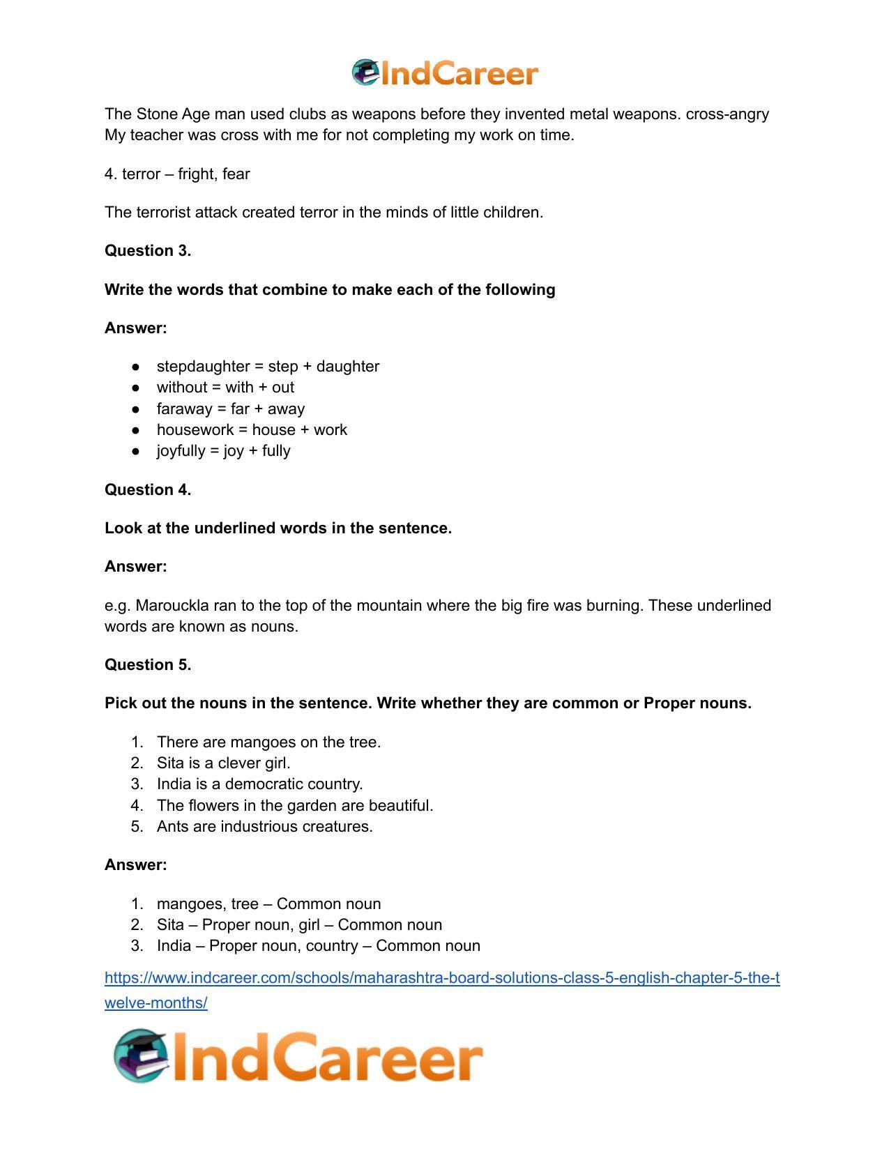 Maharashtra Board Solutions Class 5-English: Chapter 5- The Twelve Months - Page 11