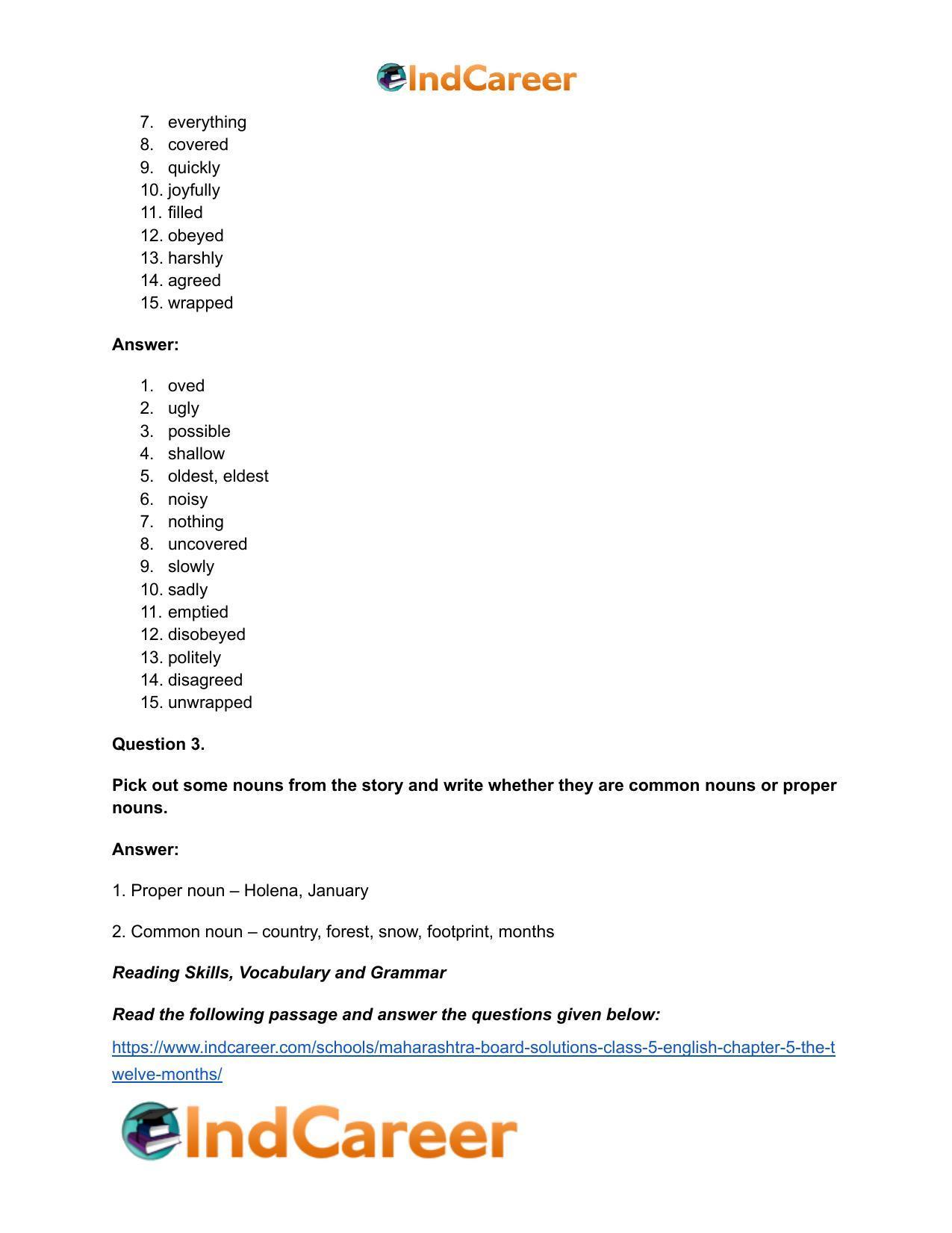 Maharashtra Board Solutions Class 5-English: Chapter 5- The Twelve Months - Page 13