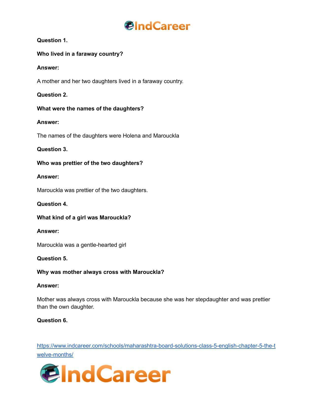 Maharashtra Board Solutions Class 5-English: Chapter 5- The Twelve Months - Page 14