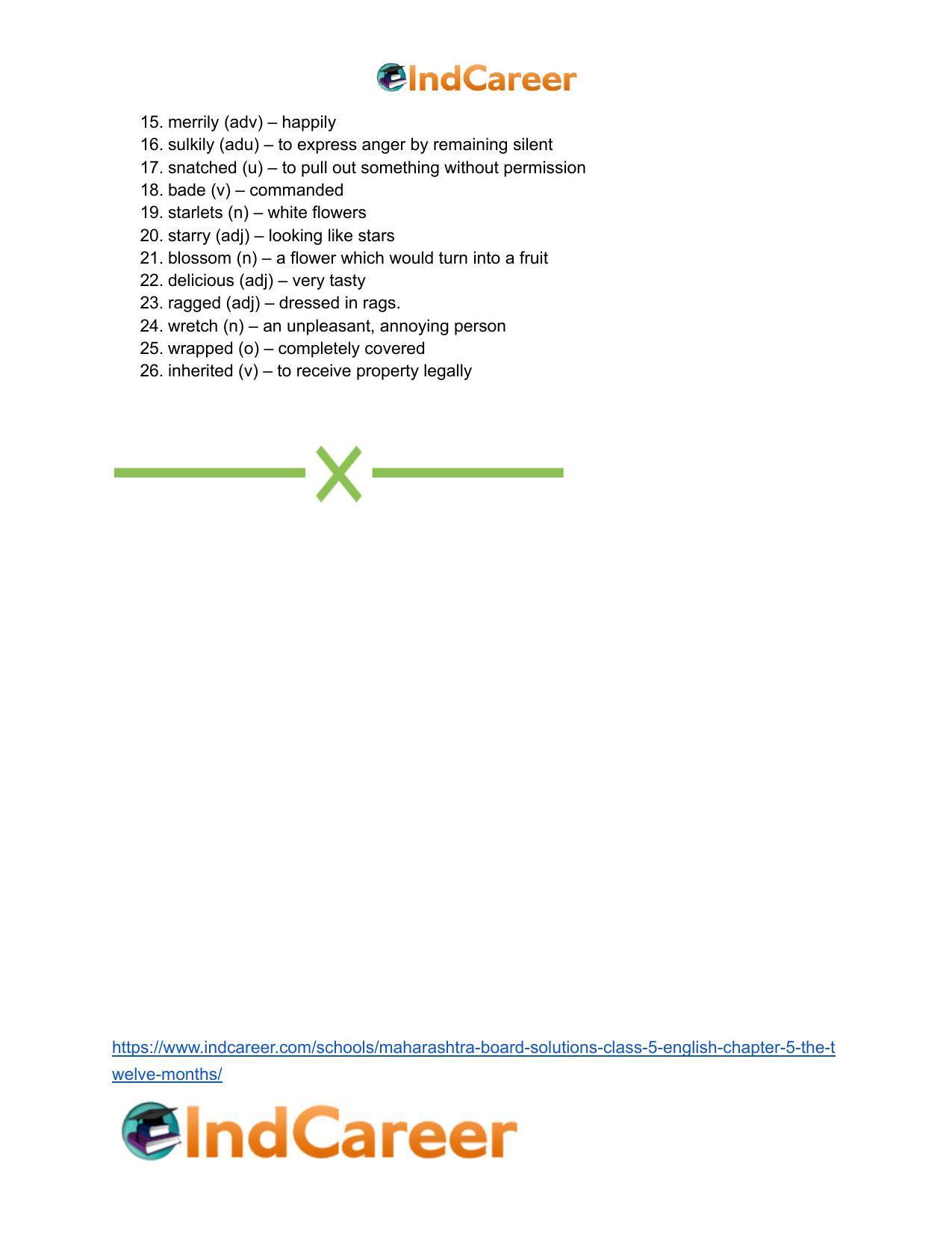 Maharashtra Board Solutions Class 5-English: Chapter 5- The Twelve Months - Page 17