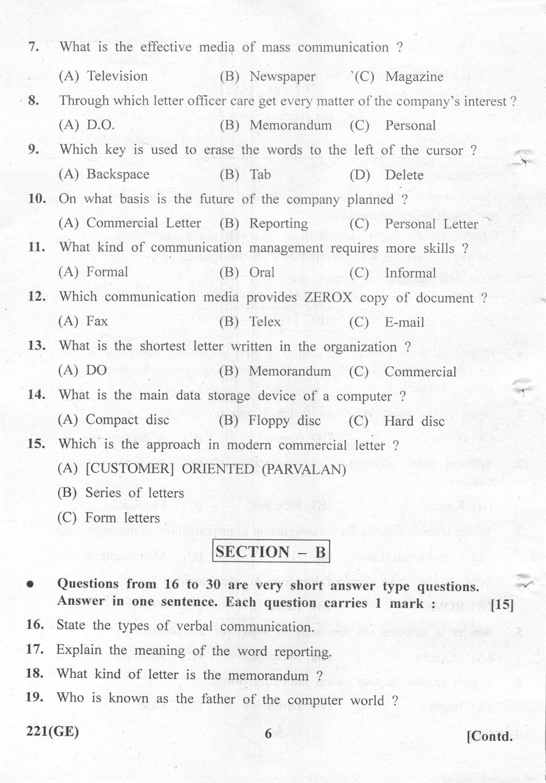 Gujarat Board Class 12th Question Paper 2022: Social Skill Reportable Metals - Page 6