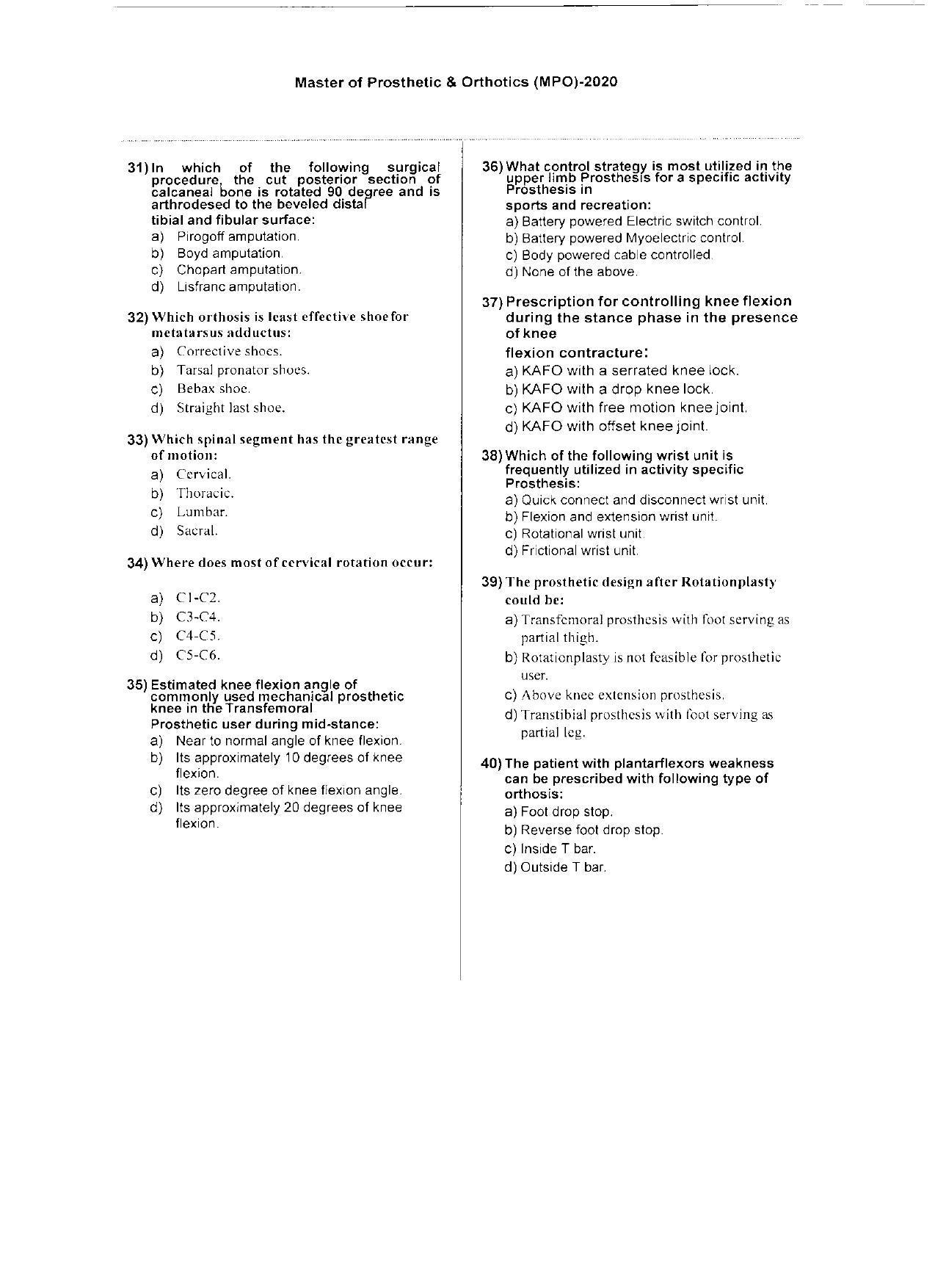 WBJEEB JEMAS (PG) 2020 MPO Question Paper - Page 6
