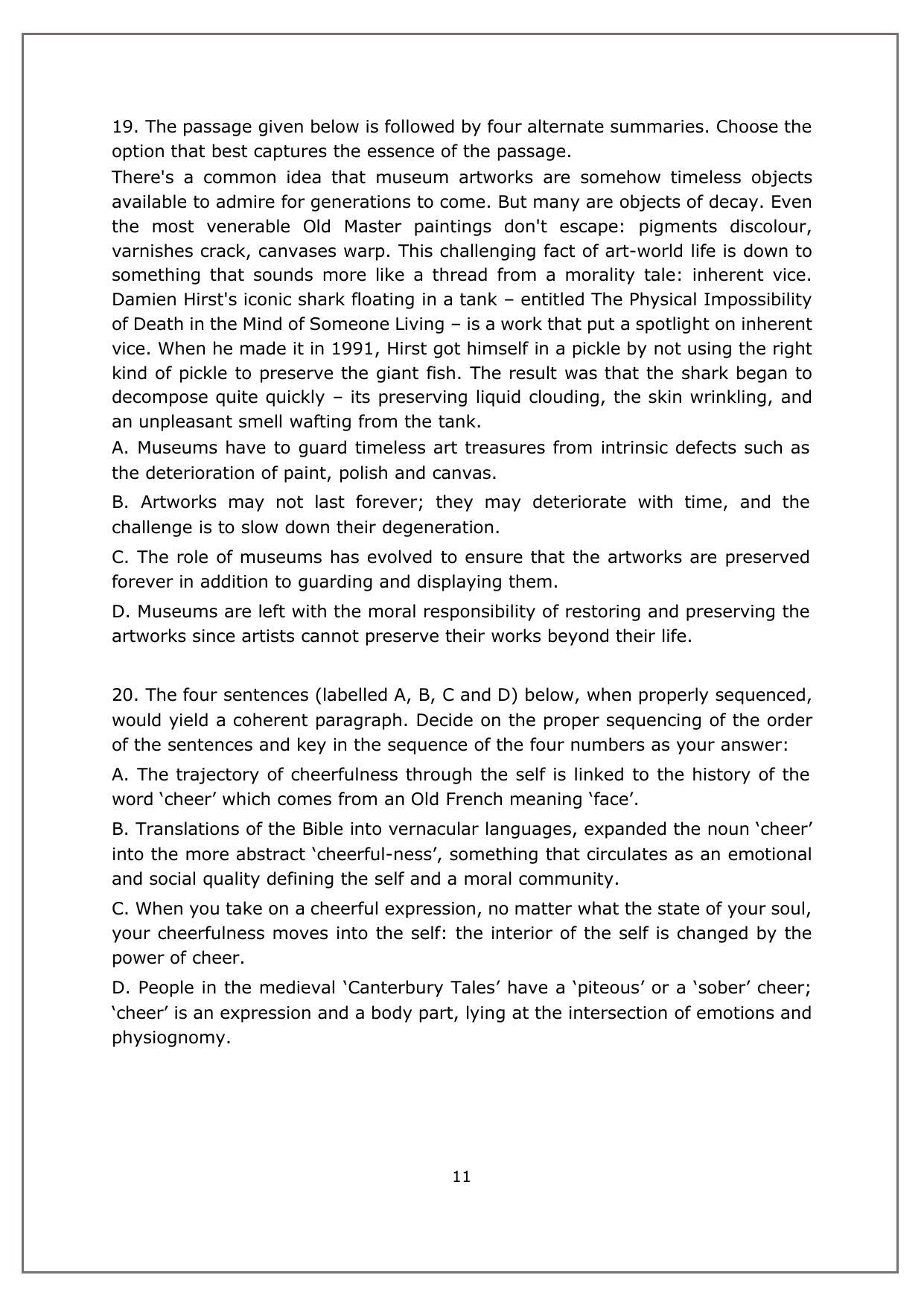 CAT 2022 CAT Slot 2 Question Paper - Page 10