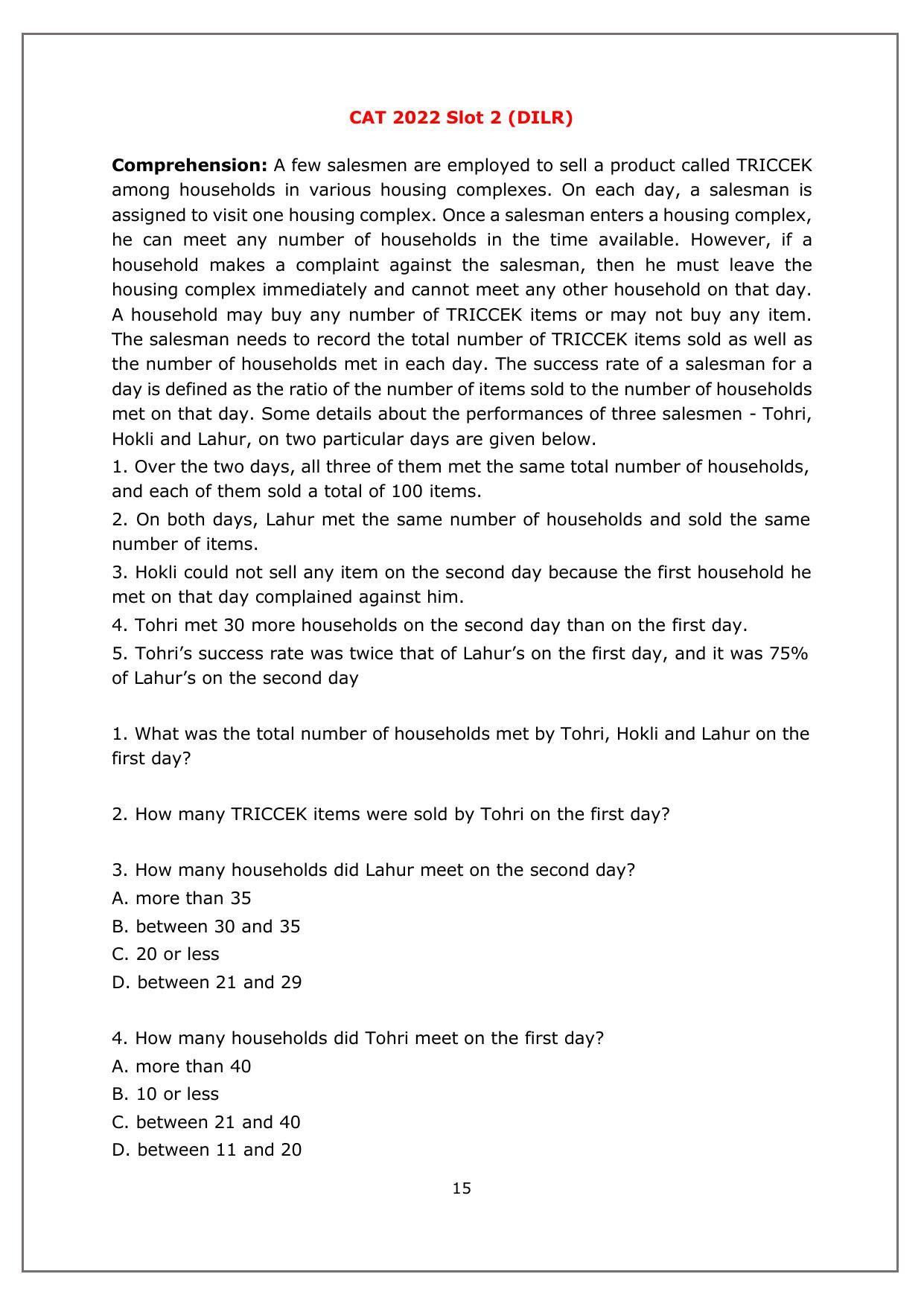 CAT 2022 CAT Slot 2 Question Paper - Page 14