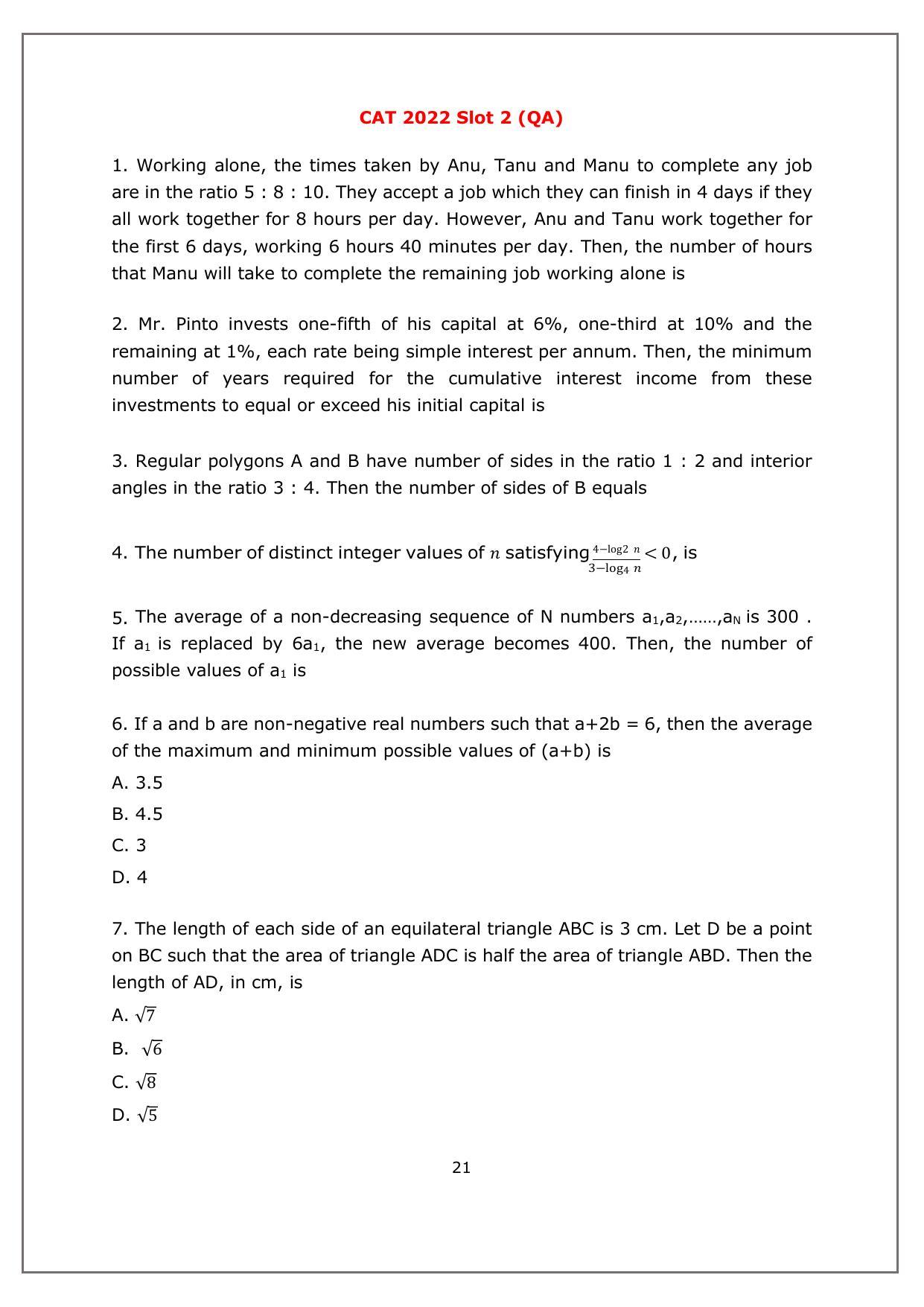 CAT 2022 CAT Slot 2 Question Paper - Page 20