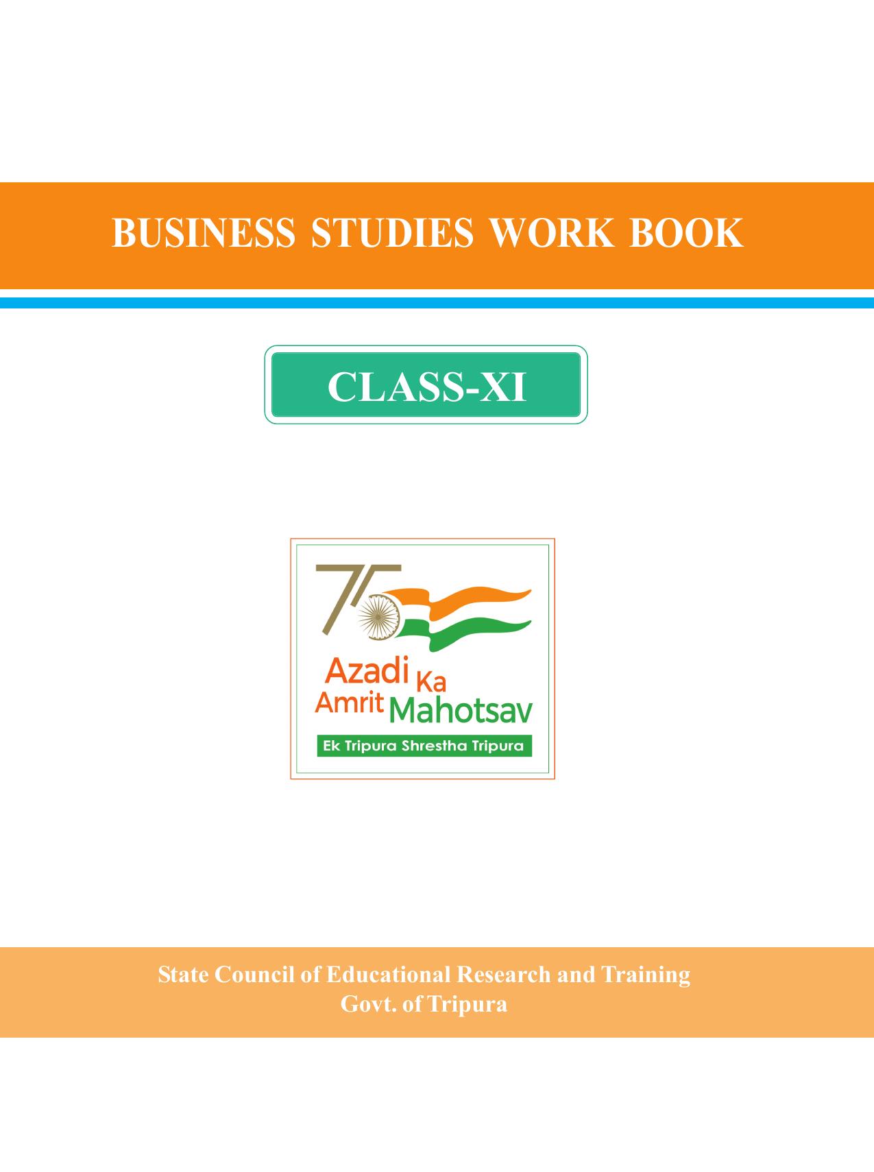 Tripura Board Class 11 Business Studies English Version Workbooks - Page 1