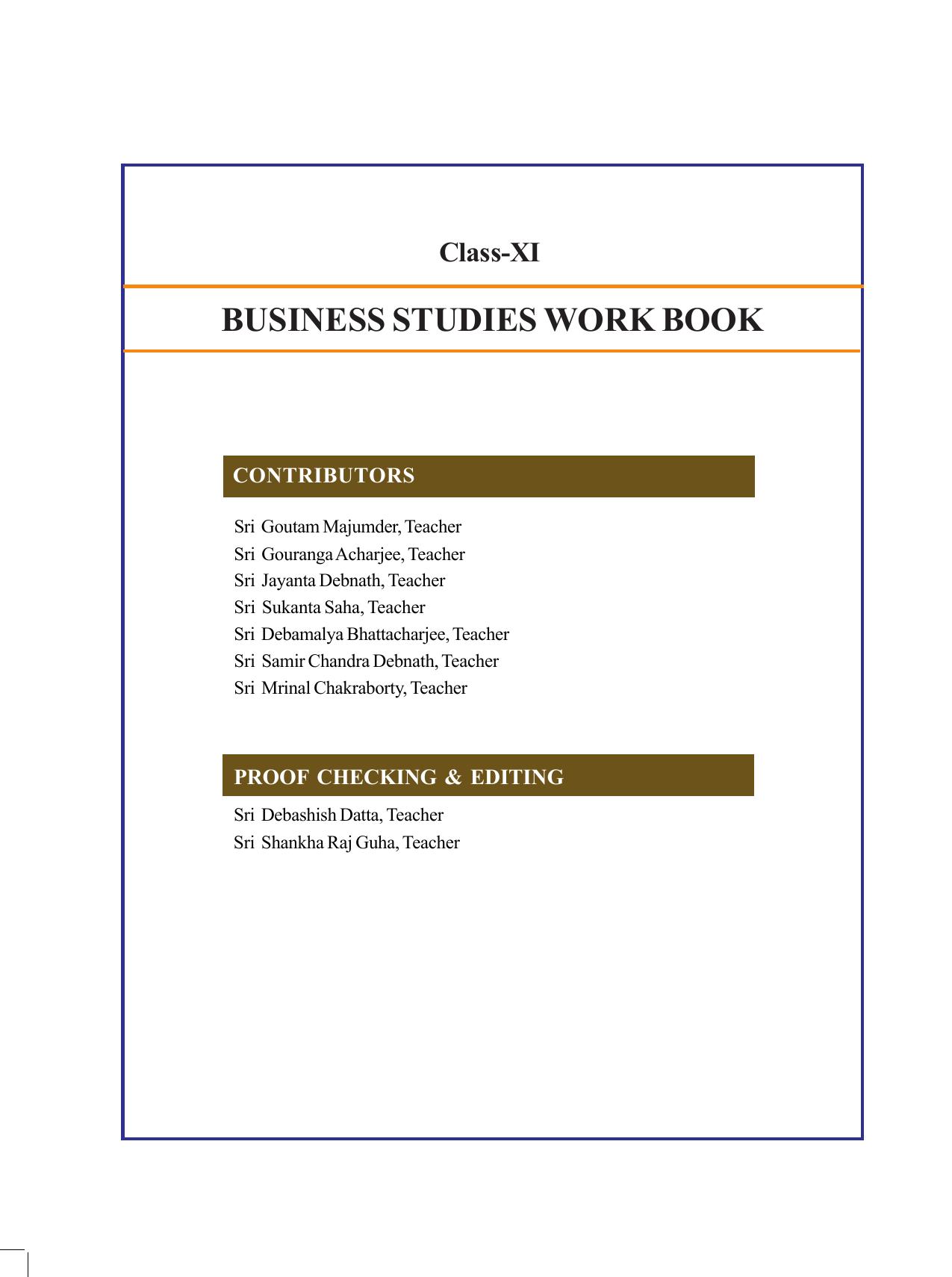 Tripura Board Class 11 Business Studies English Version Workbooks - Page 4