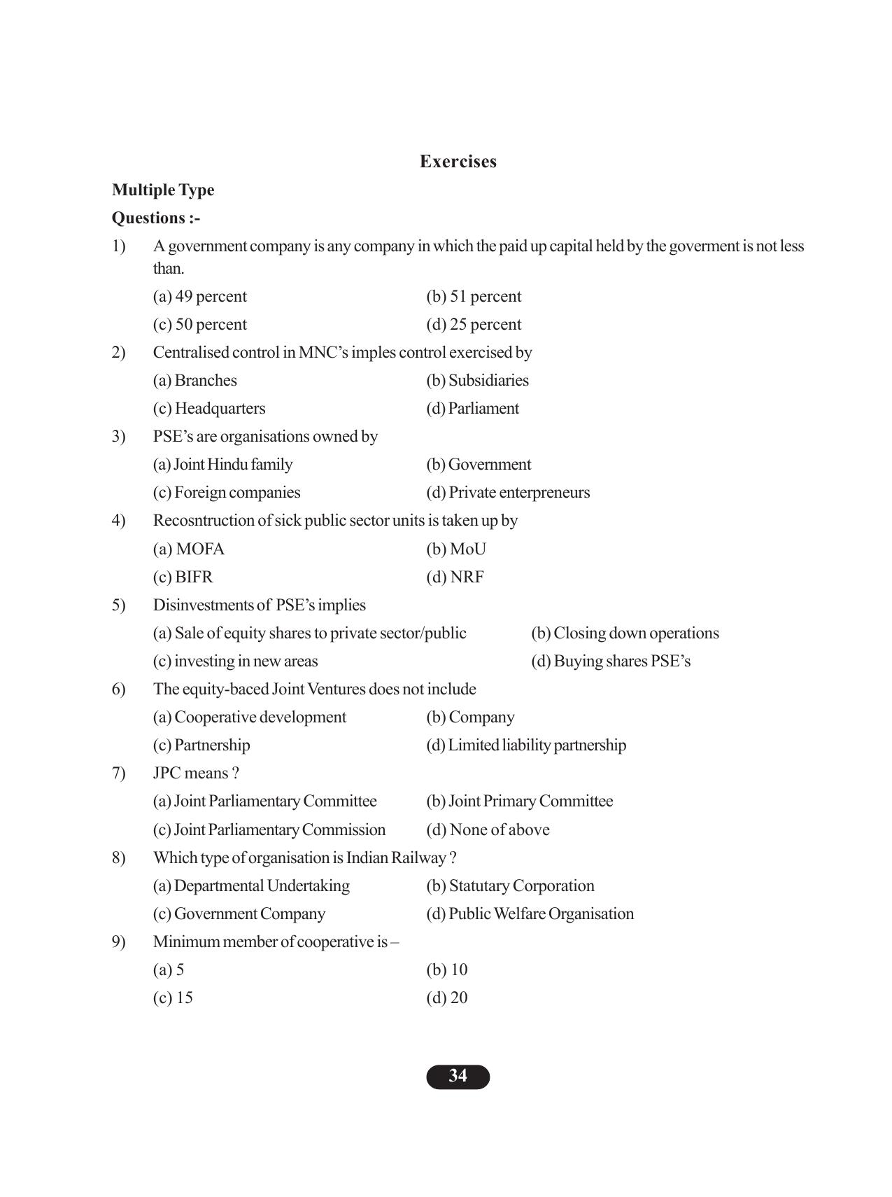 Tripura Board Class 11 Business Studies English Version Workbooks - Page 38